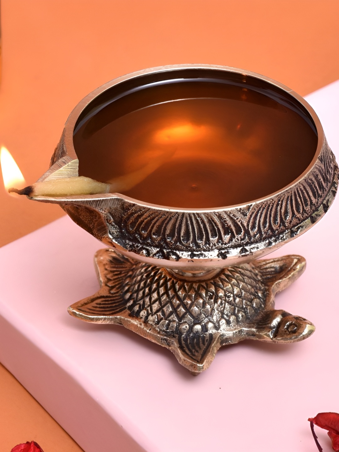 

Indianshelf Gold-Toned Textured Brass Diwali Diva Diya