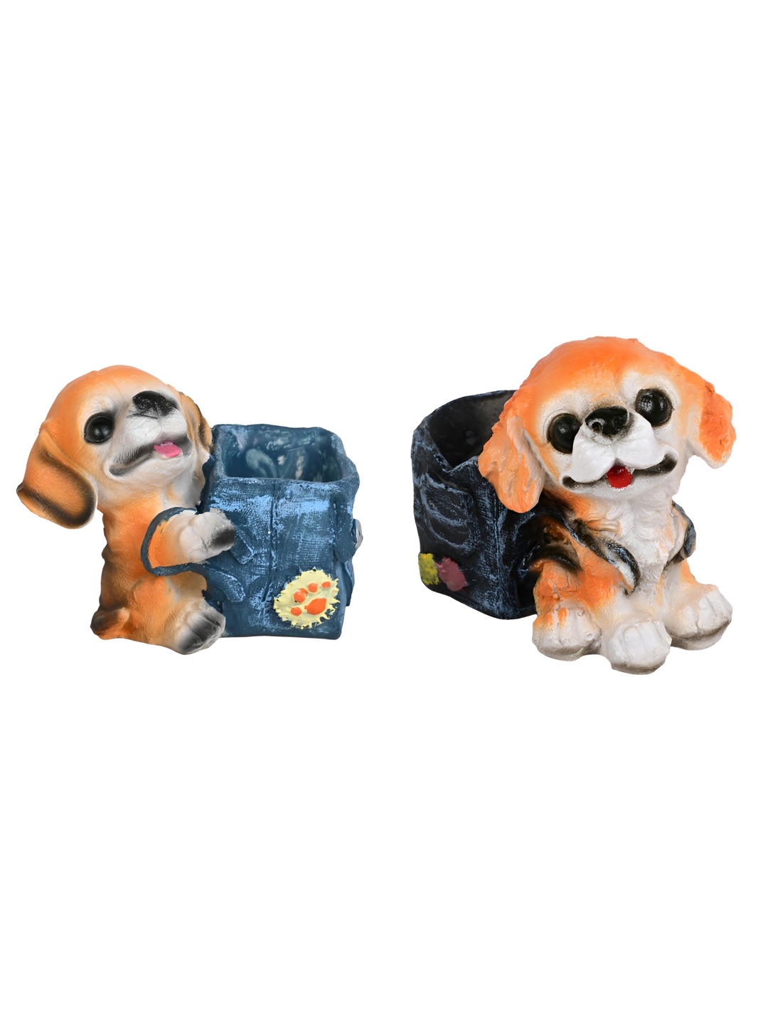 

Vikarafty Brown & WHite 2 Pieces Dog Figurine Showpiece