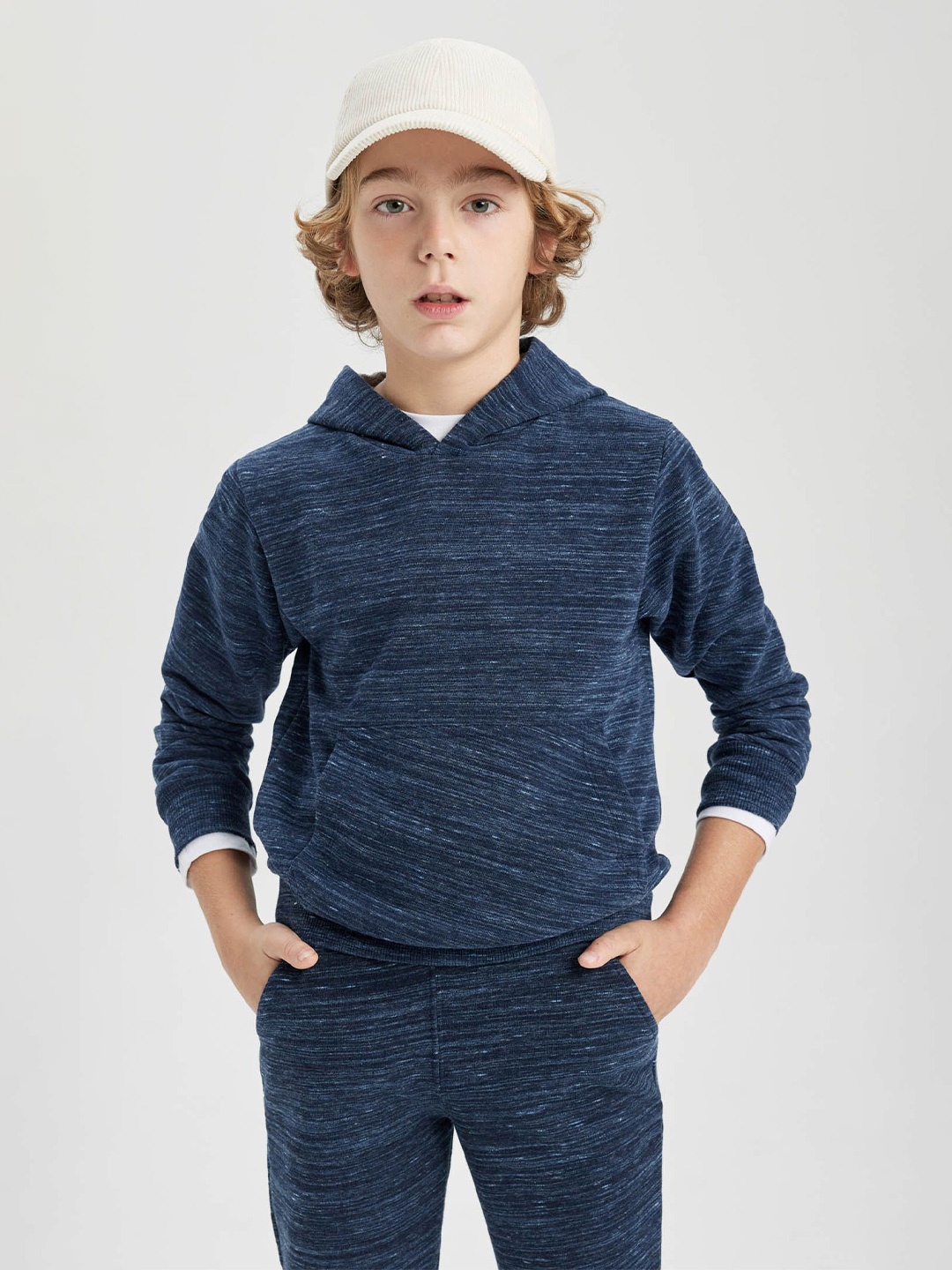 

DeFacto Hooded Pullover Sweatshirt, Blue