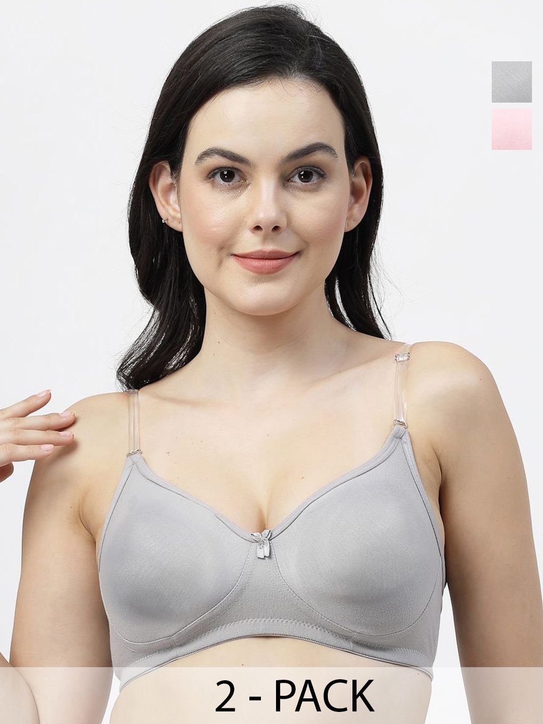 

SHYAM SONS FLAIR Pack Of 2 Femina Women Half Coverage T-shirt Bra, Grey