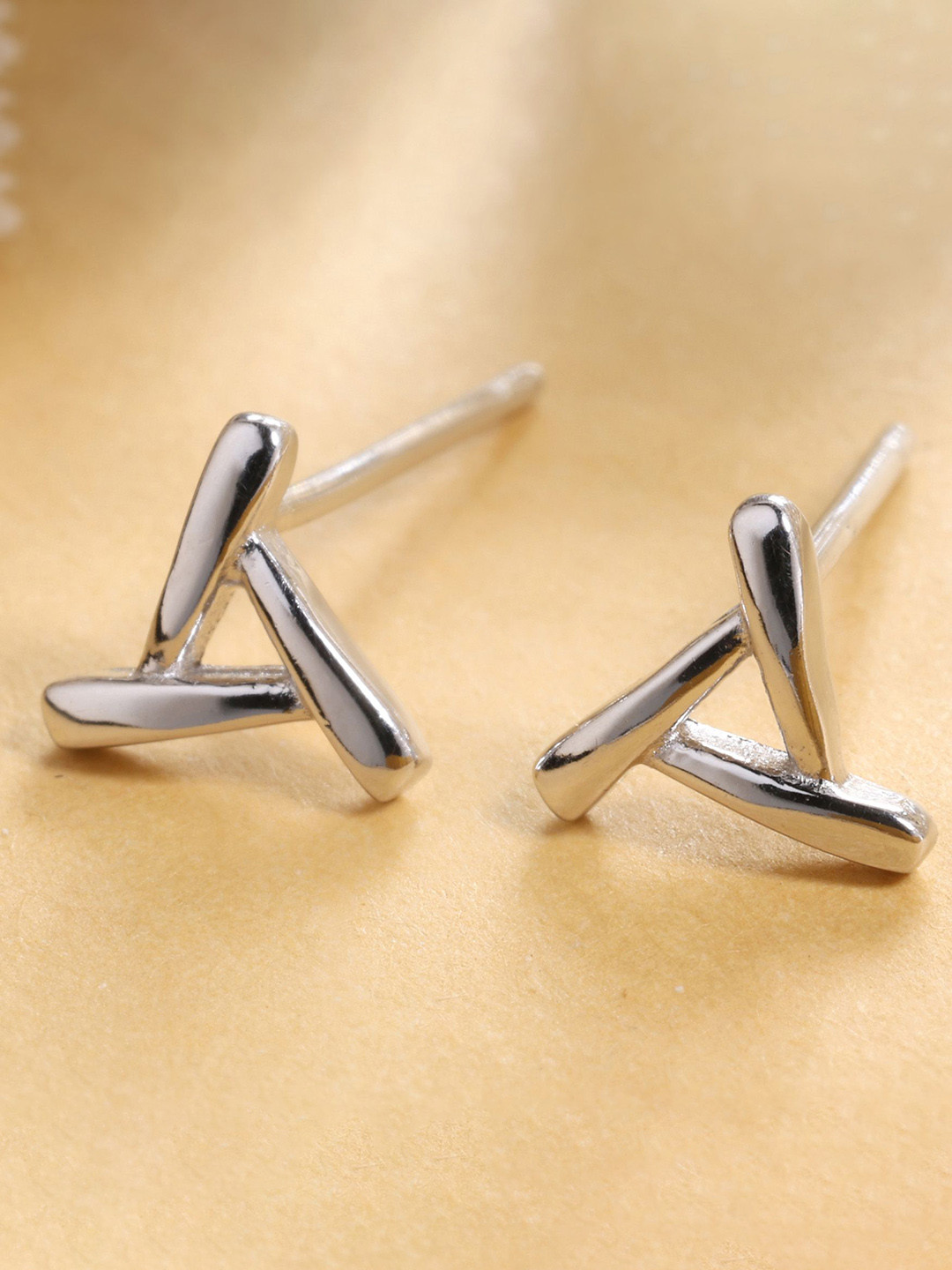 

DEESSA 925 Sterling Silver Contemporary Rhodium-Plated Stud