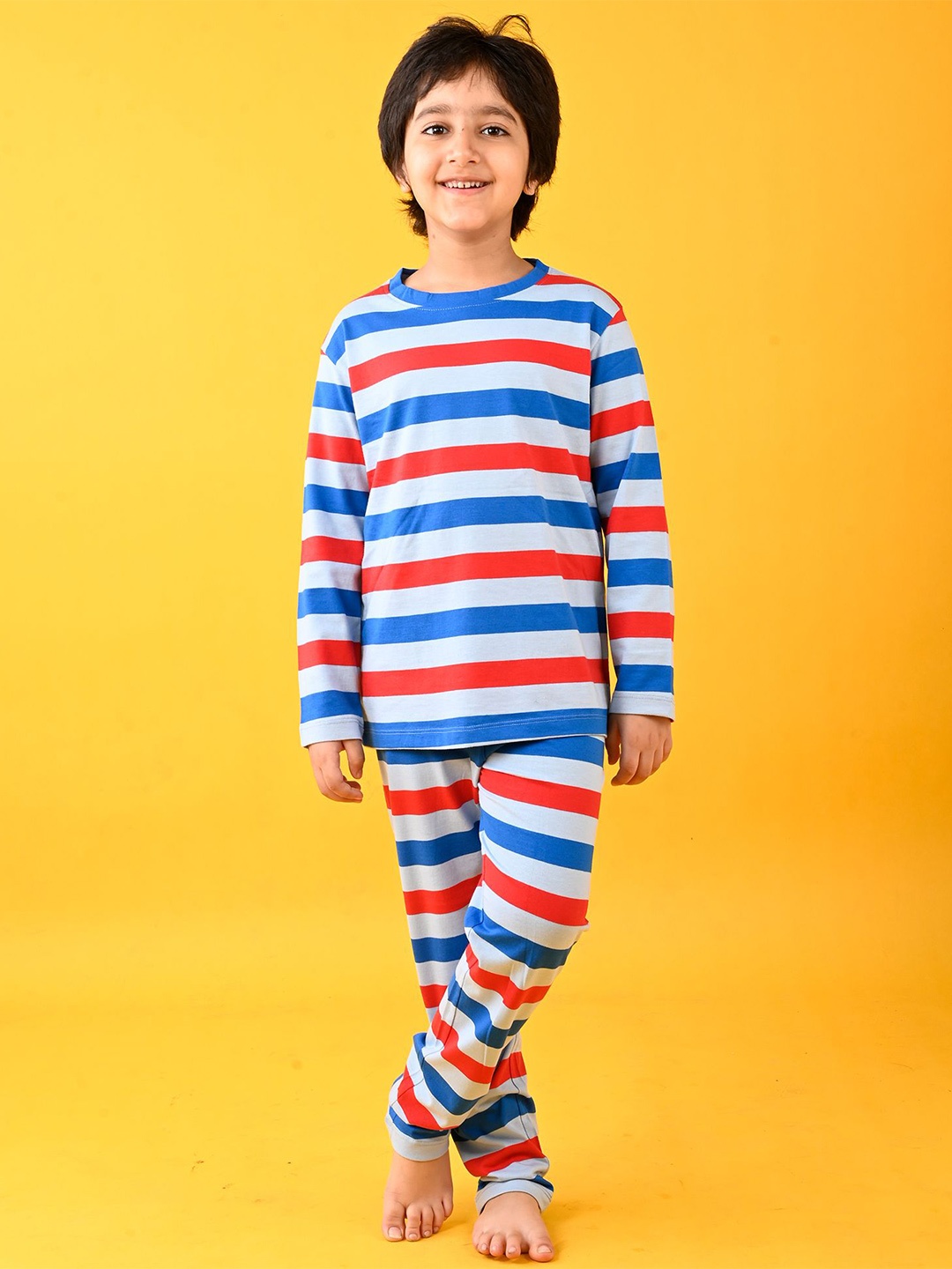 

Anthrilo Boys Striped Night suit, Red