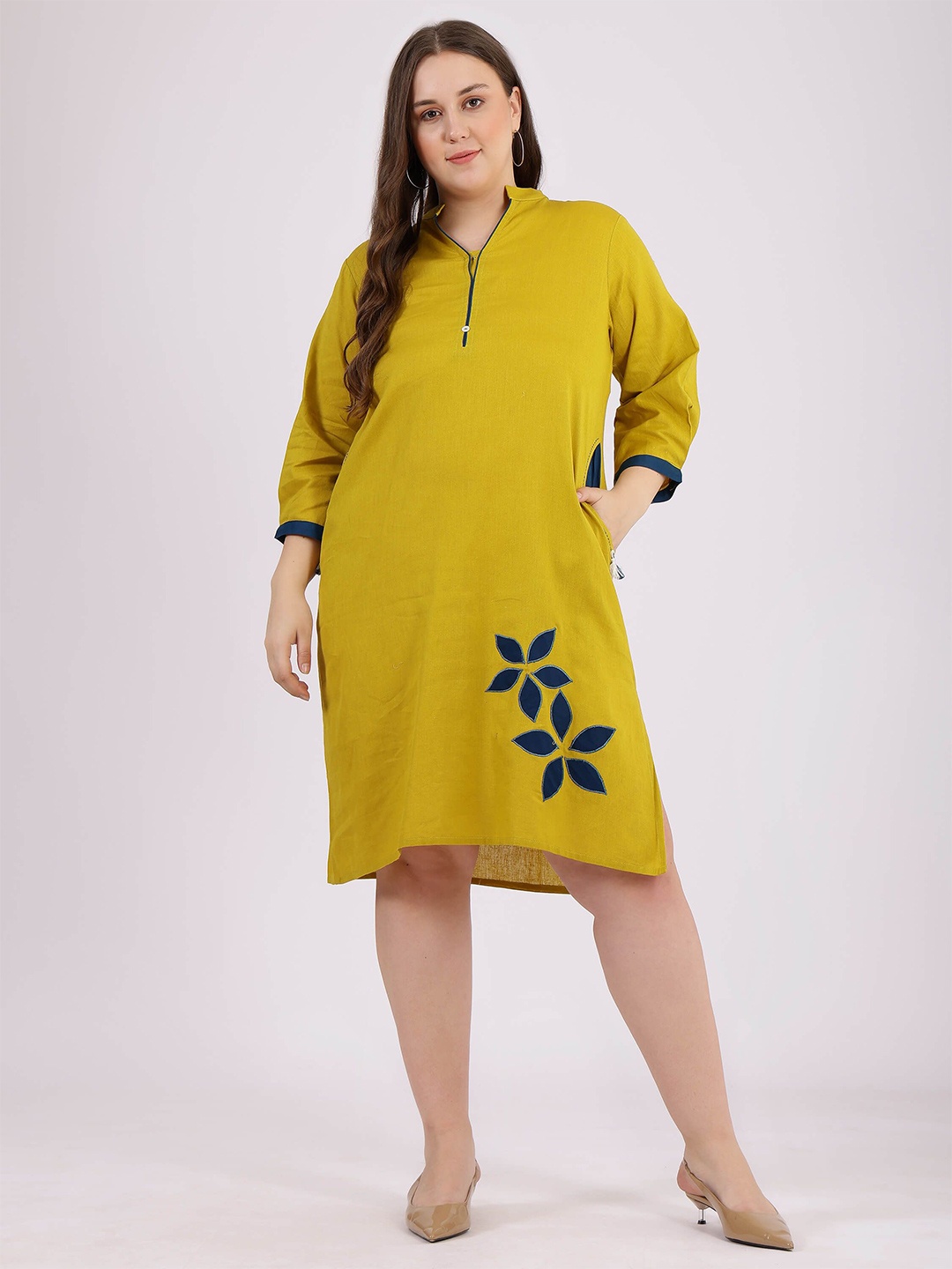 

Curvy Lane Embroidered A-Line Plus Size Dress, Green