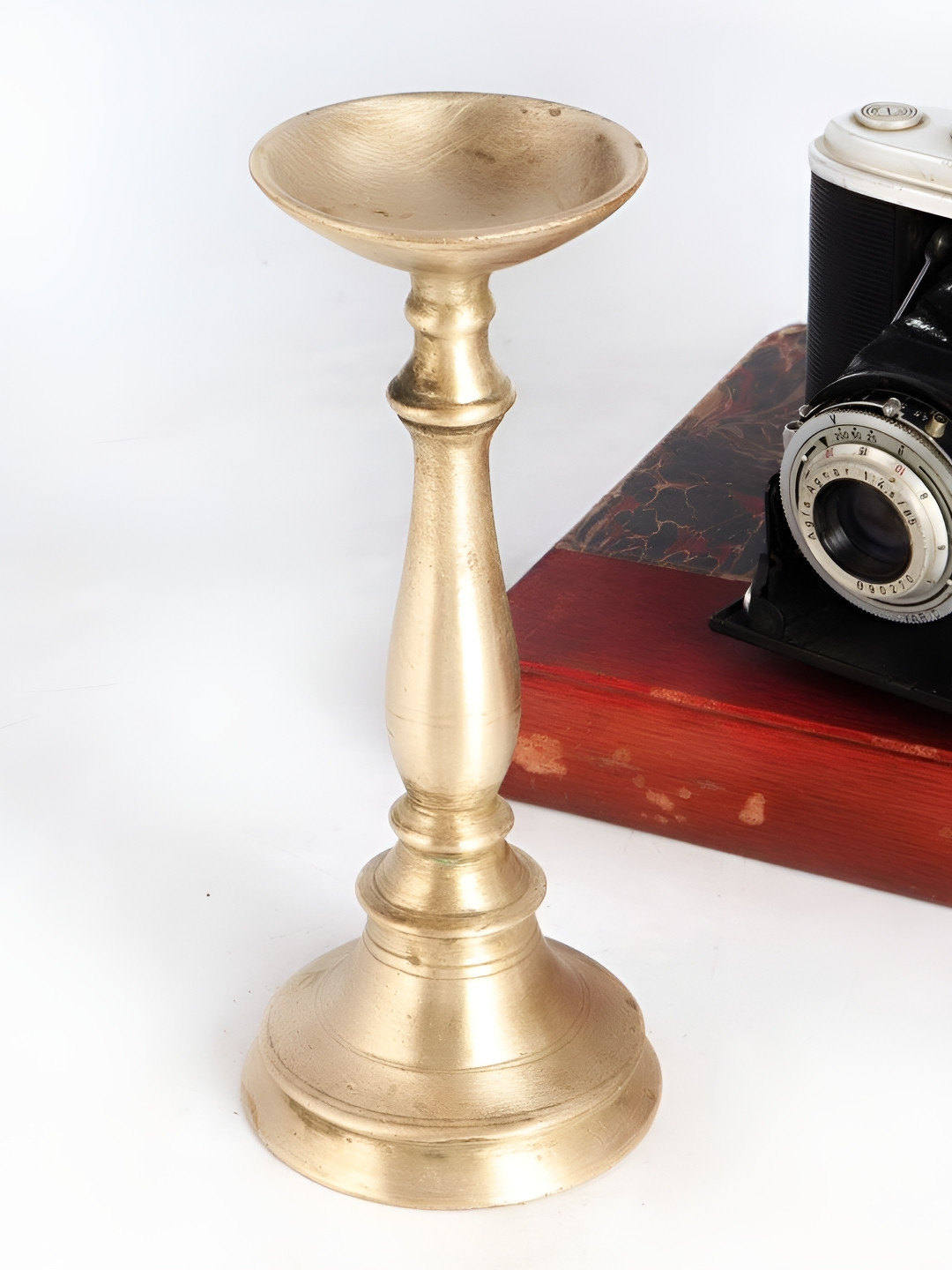 

Indianshelf GoldToned Textured Brass Diwali Standing Oil Deep Diya, Gold