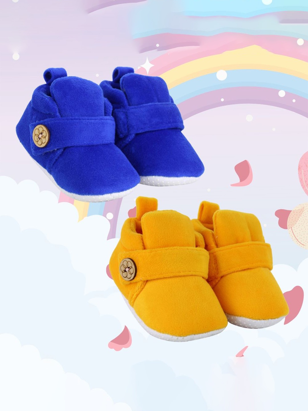 

NESKA MODA Pack Of 2 Unisex Kids Cotton Booties, Navy blue