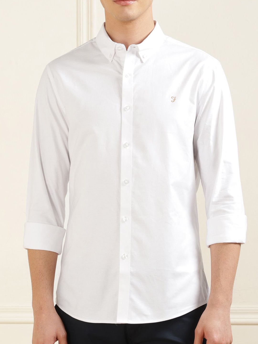 

Farah Men Slim Fit Opaque Formal Shirt, White