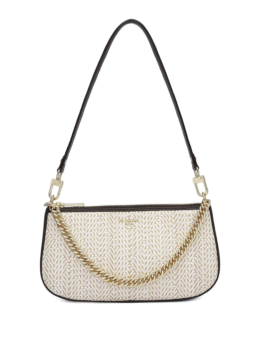 

Da Milano Women Textured Leather Shoulder Bag, Cream