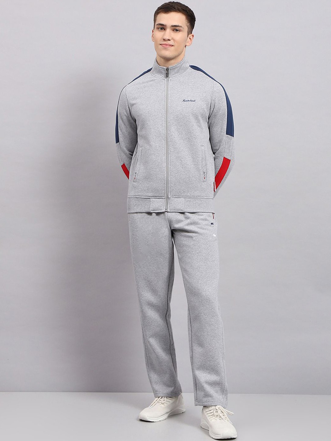 

Monte Carlo Self Design Mock Neck Tracksuit, Grey