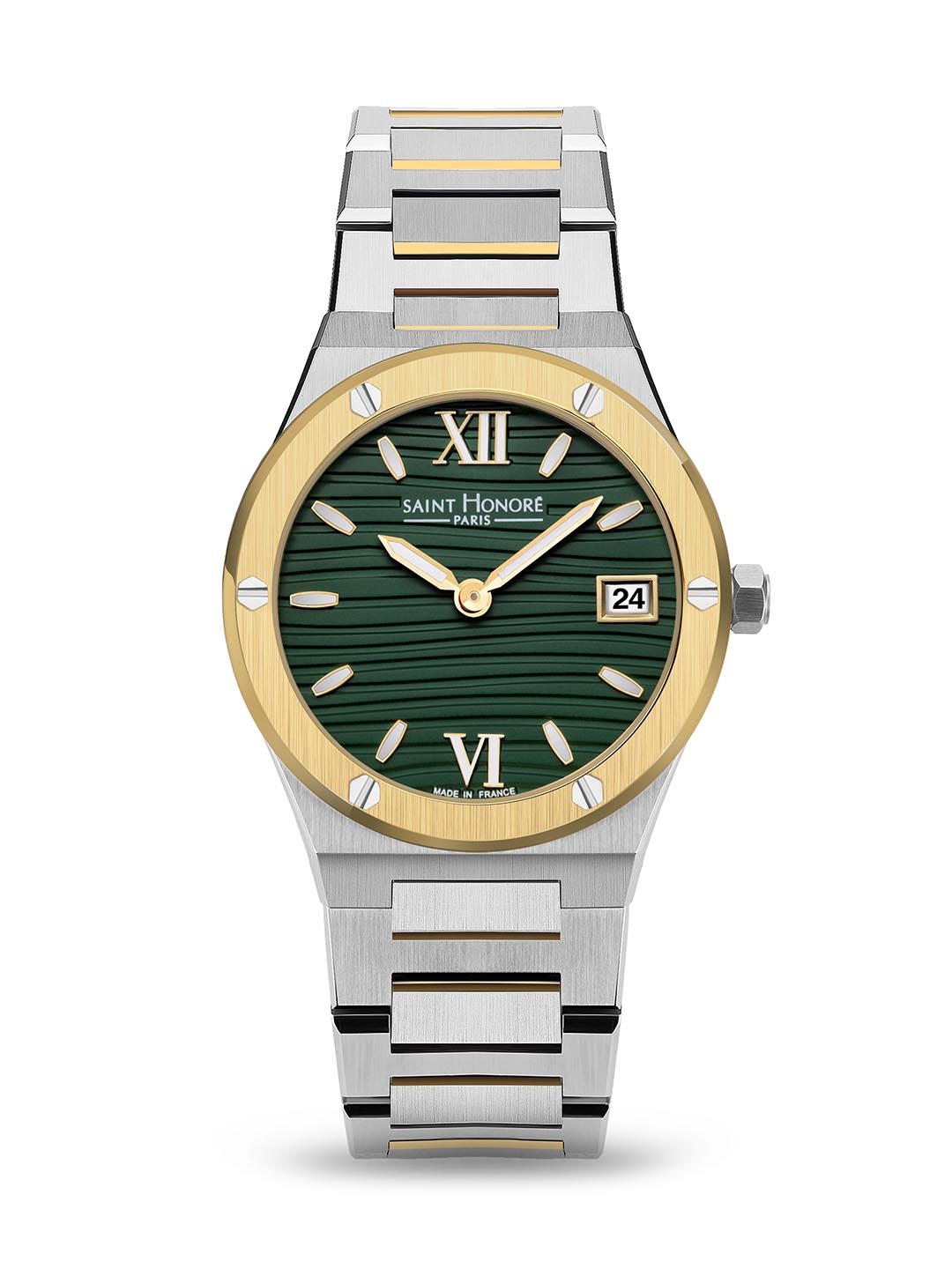 

SAINT HONORE PARIS Women Haussmann Lady Quartz Green Round Watch- NH752125-4VIT, Gold