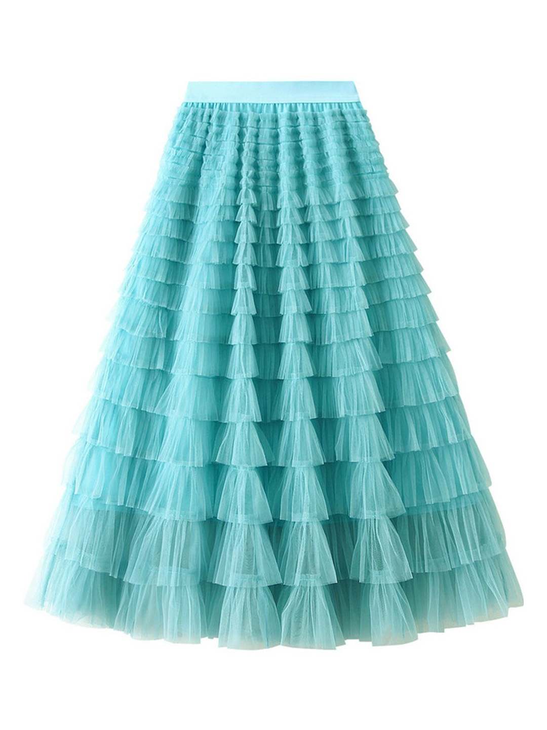 

StyleCast Women Tiered Layered A-Line Maxi Skirt, Turquoise blue