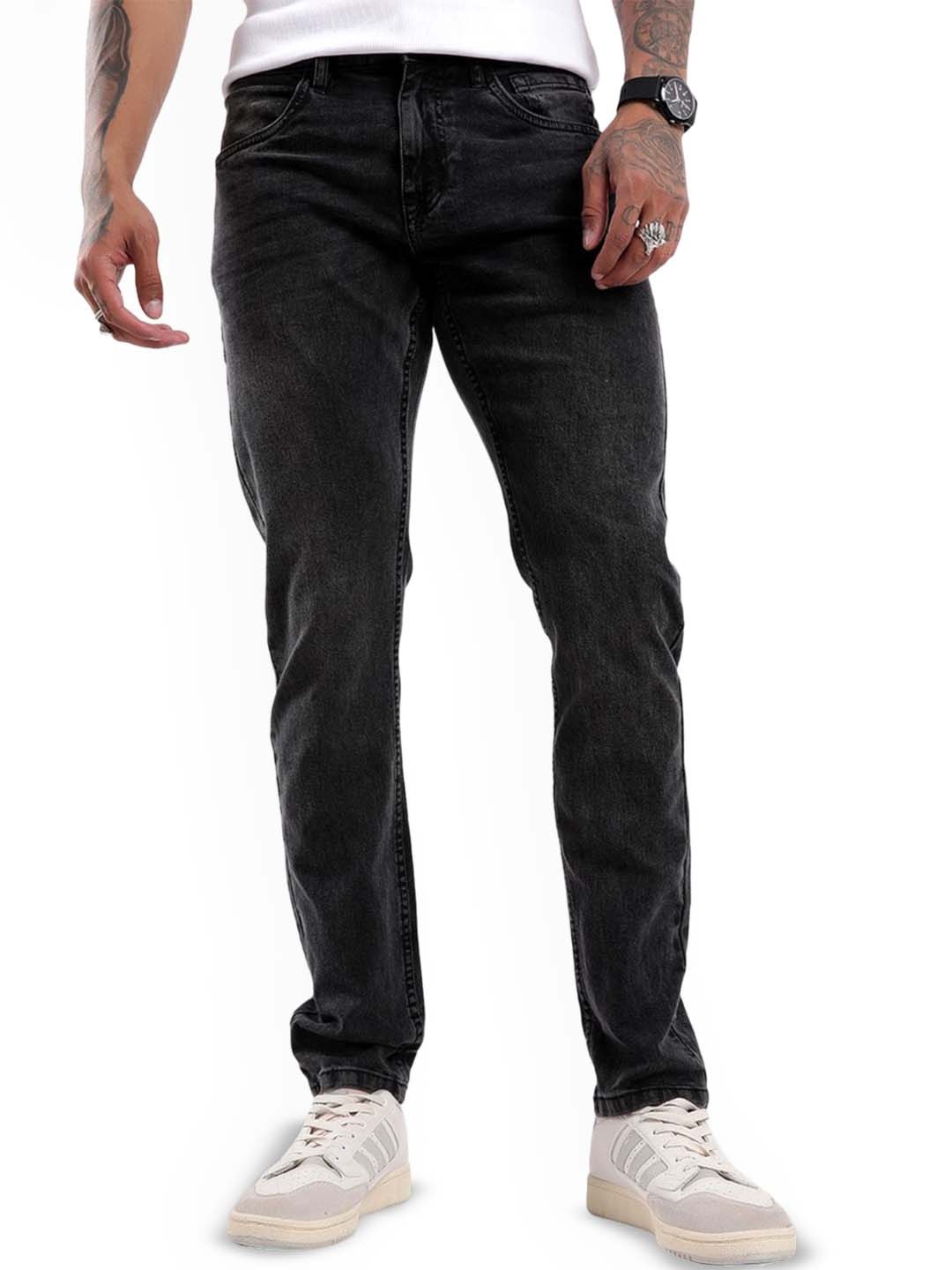 

WROGN Men Slim Fit Mid-Rise Light Fade Jeans, Black