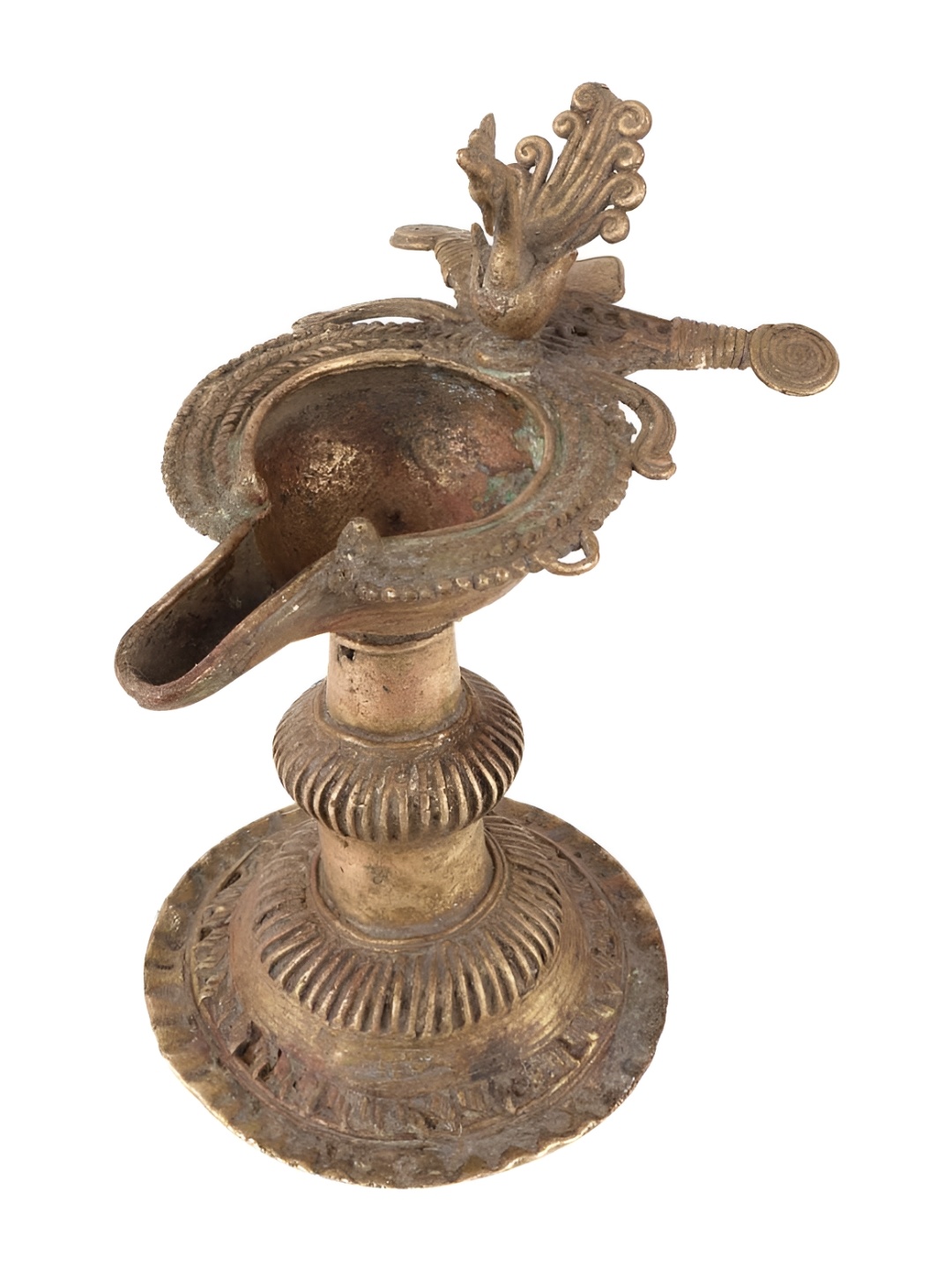 

Indianshelf Gold-Toned Textured Brass Diya Pooja Essentials