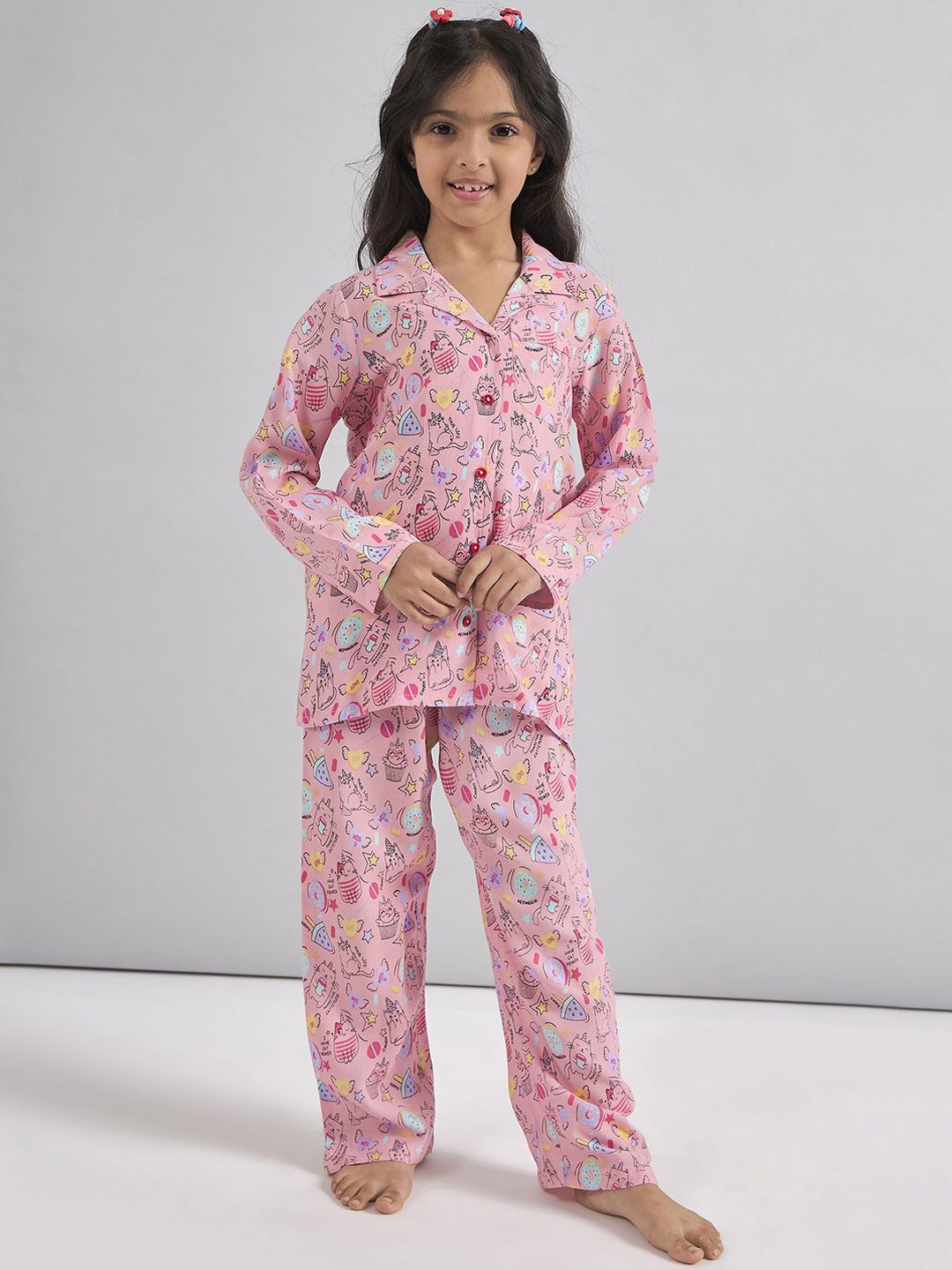 

Stylo Bug Girls Graphic Printed Night suit SB-1552-02-03Y, Pink