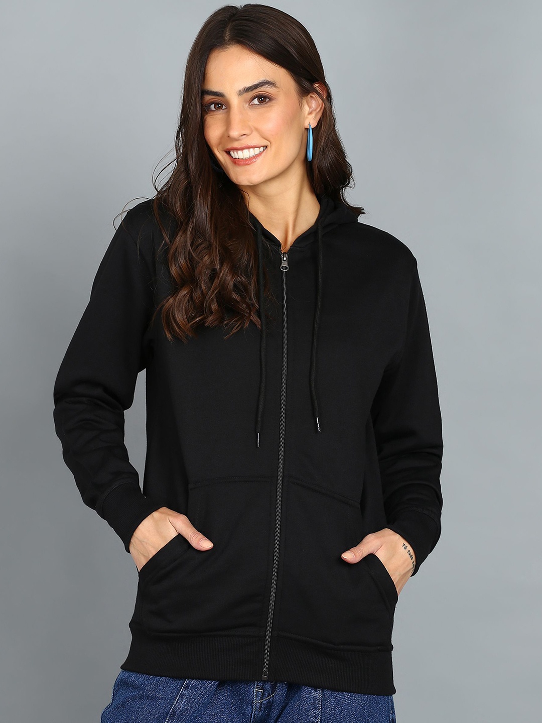 

FALTU.CO Women Hooded Sweatshirt, Black