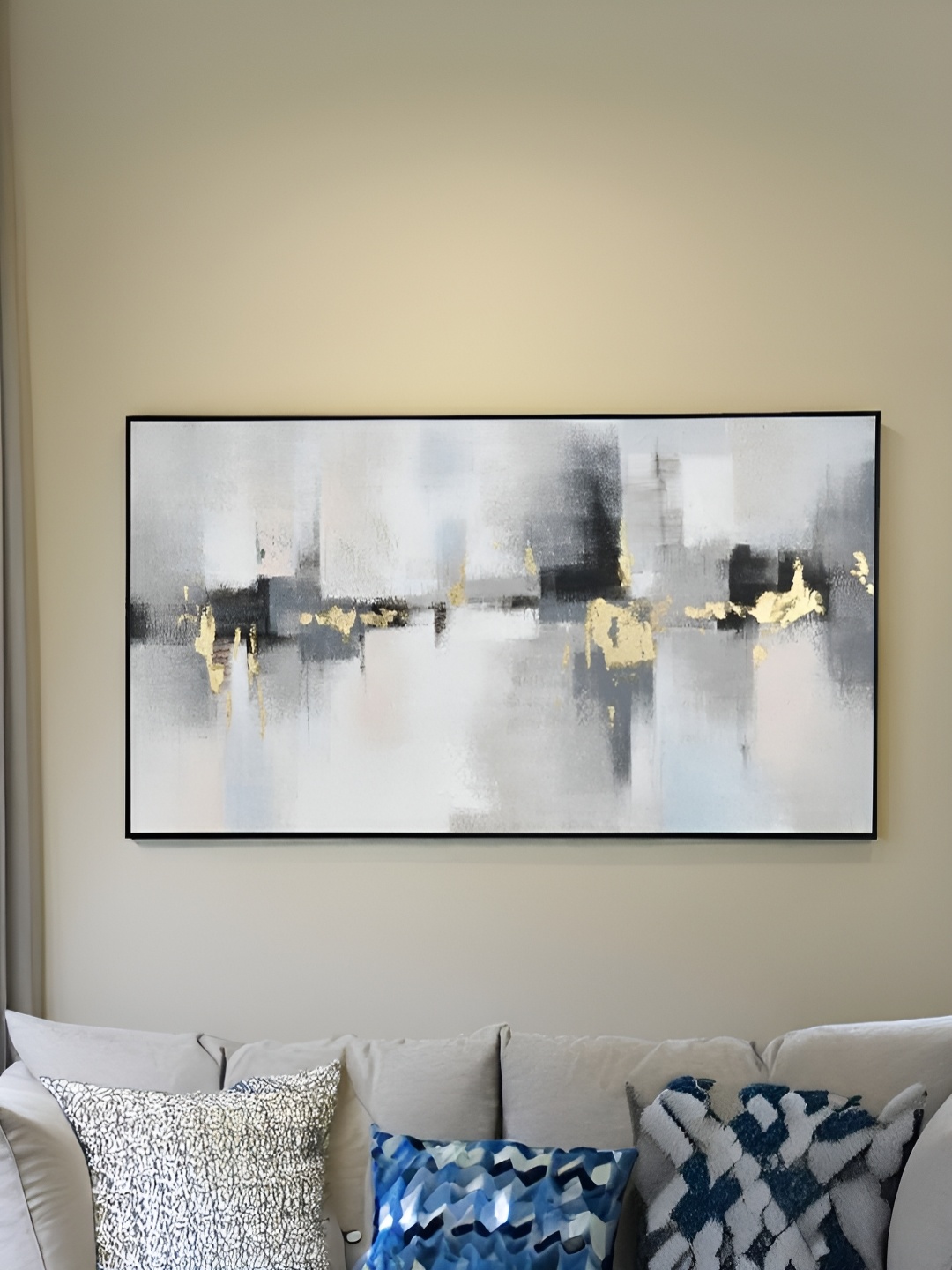 

Athome by Nilkamal Grey & Gold Abstract Wooden Framed Canvas Wall Painting