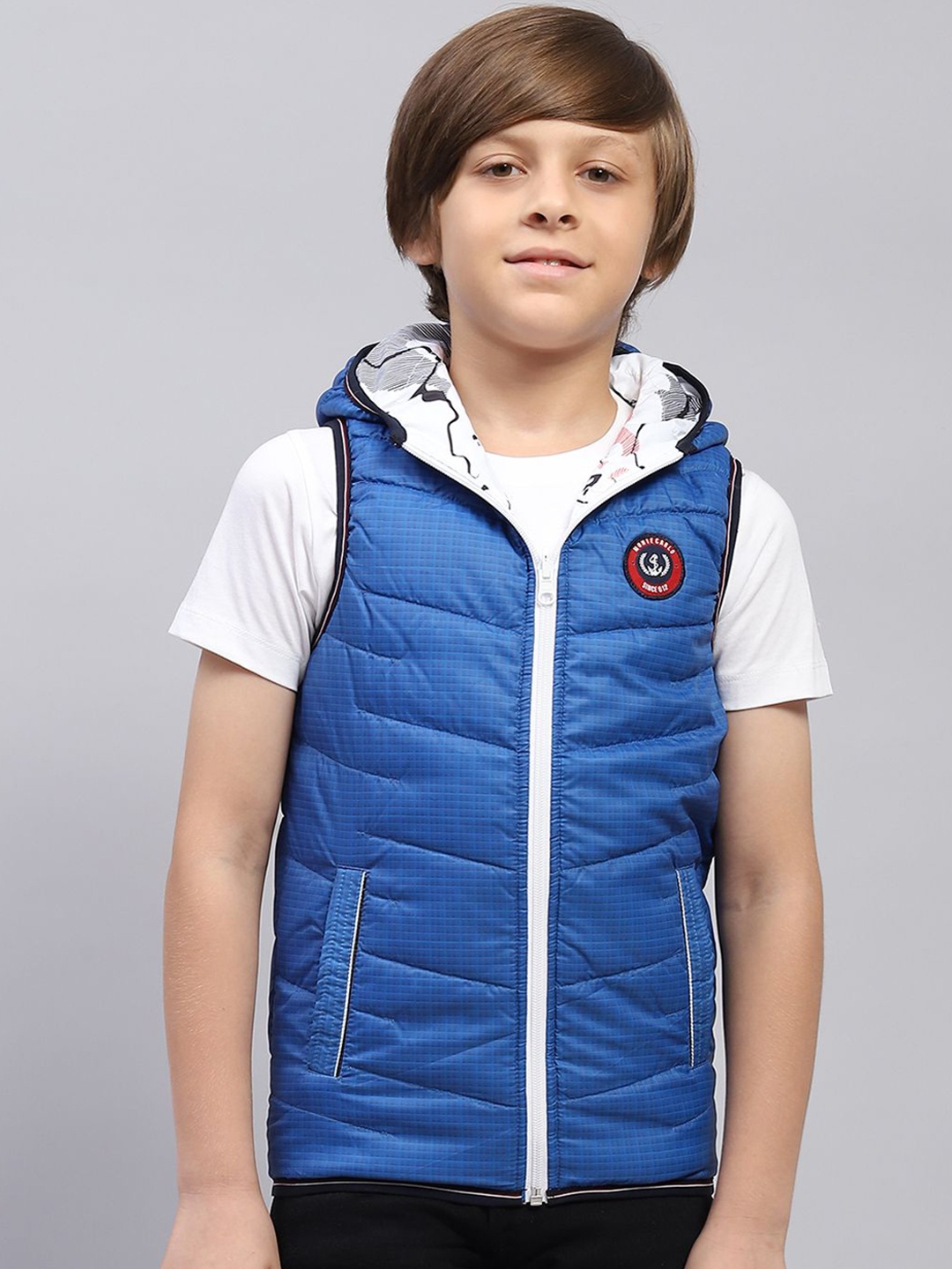 

Monte Carlo Boys Padded Jacket with Patchwork, Blue