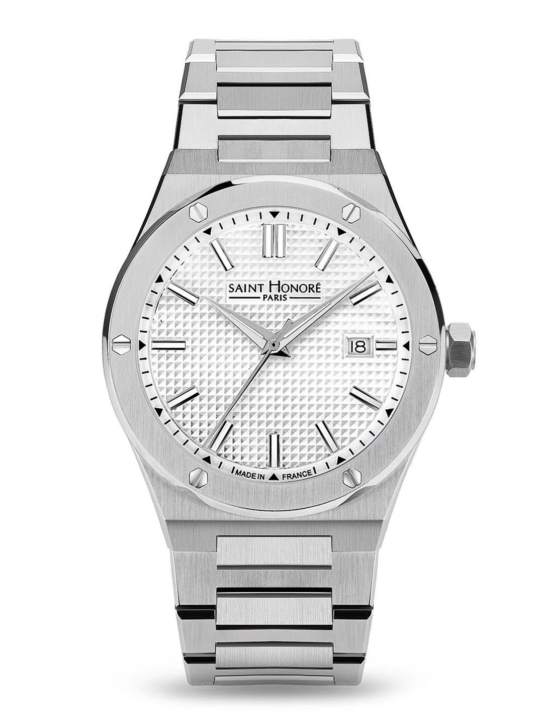 

SAINT HONORE PARIS Men Haussman Ii Quartz White Round watch - H-SH-NH866125-1AFIN, Silver