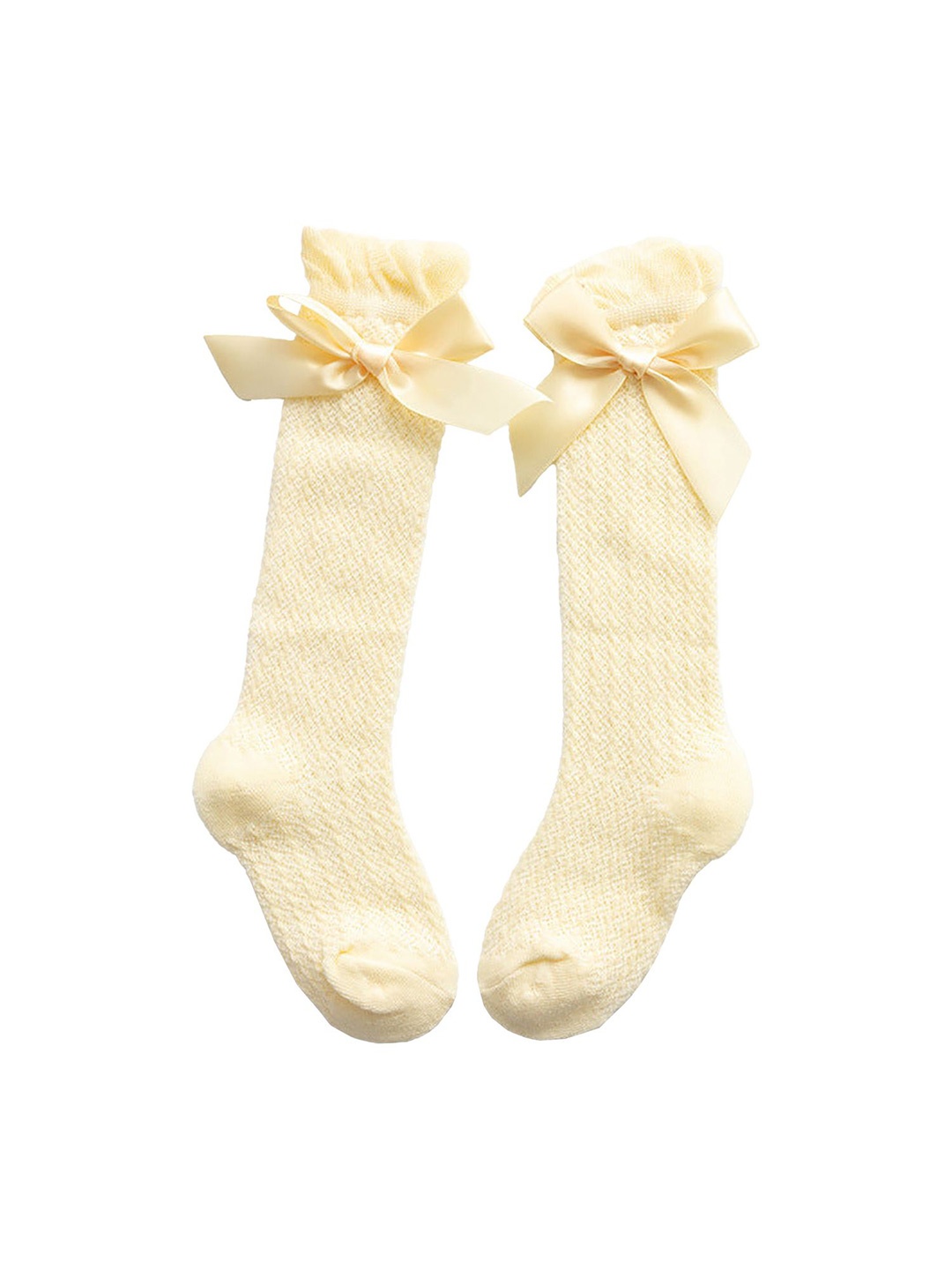 

SYGA Girls Bow Design Above Knee Length Socks, Yellow