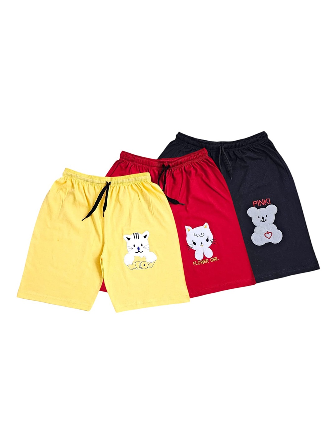 

CoolTees4U Pack Of 3 Girls Printed Shorts, Yellow