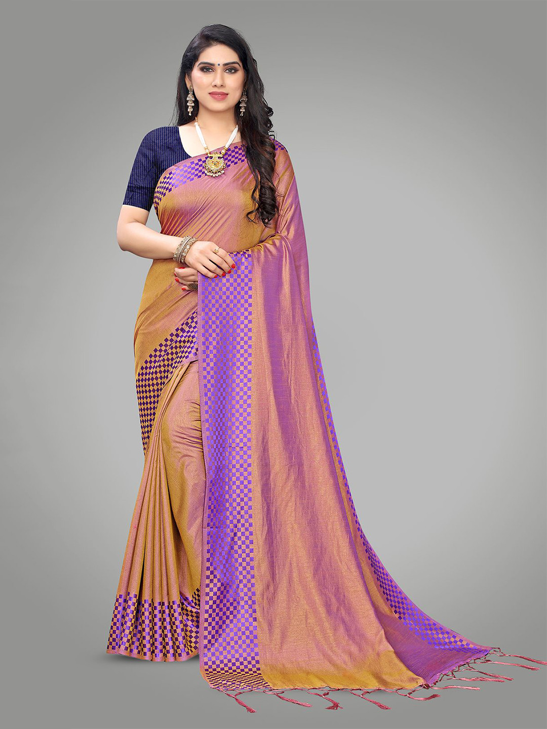 

KALINI Solid Festive Wear Saree, Beige