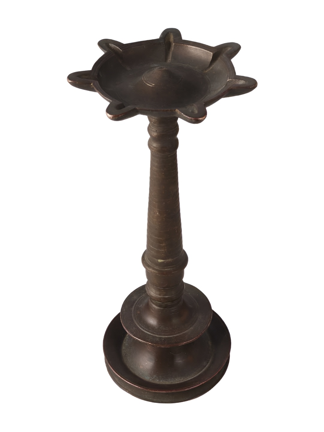 

Indianshelf Bronze-Toned Textured Brass Diya Pooja Essentials