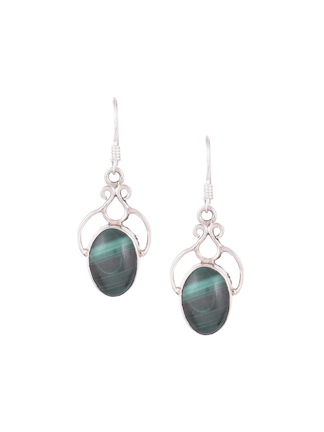 

Indianshelf 92.5 Sterling Silver Contemporary Stone Studded Drop Earrings
