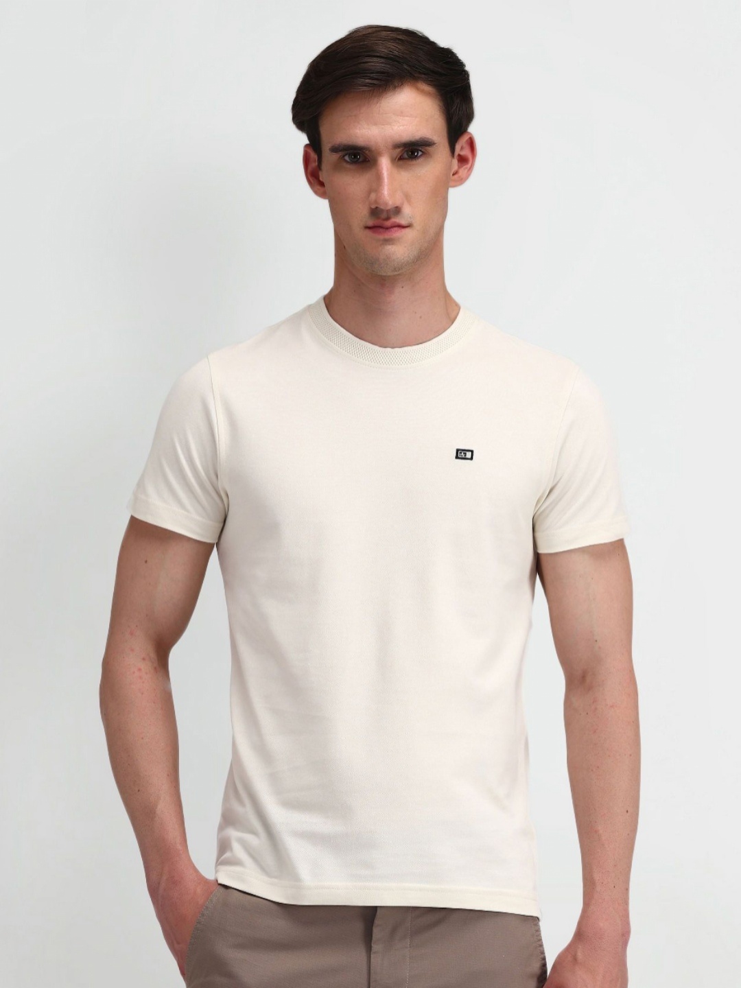 

Arrow Sport Men Solid Round Neck Cotton T-shirt, Nude