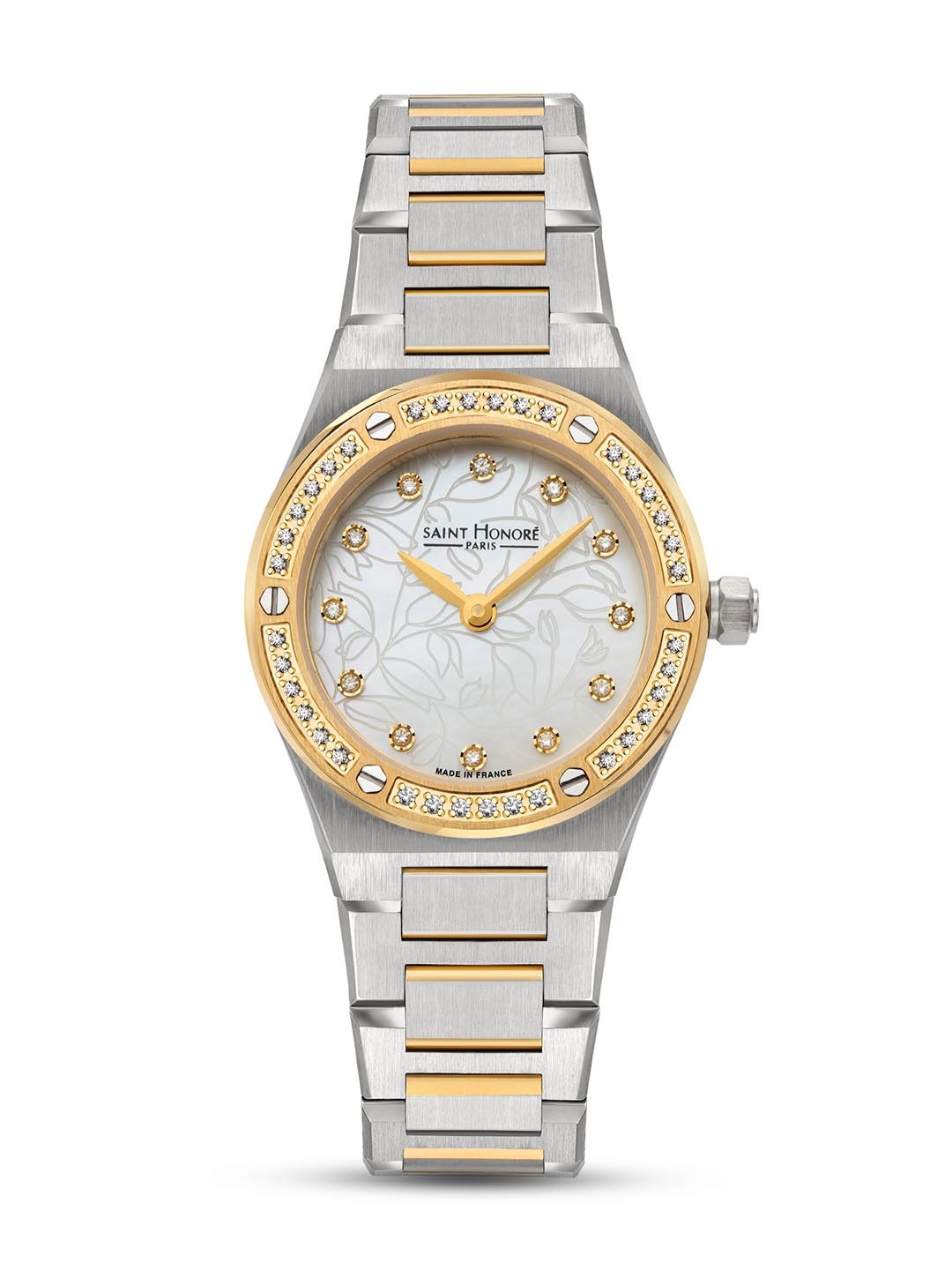 

SAINT HONORE PARIS Women Haussmann Lady Quartz White Round Watch- NH721127-4YBDT, Gold