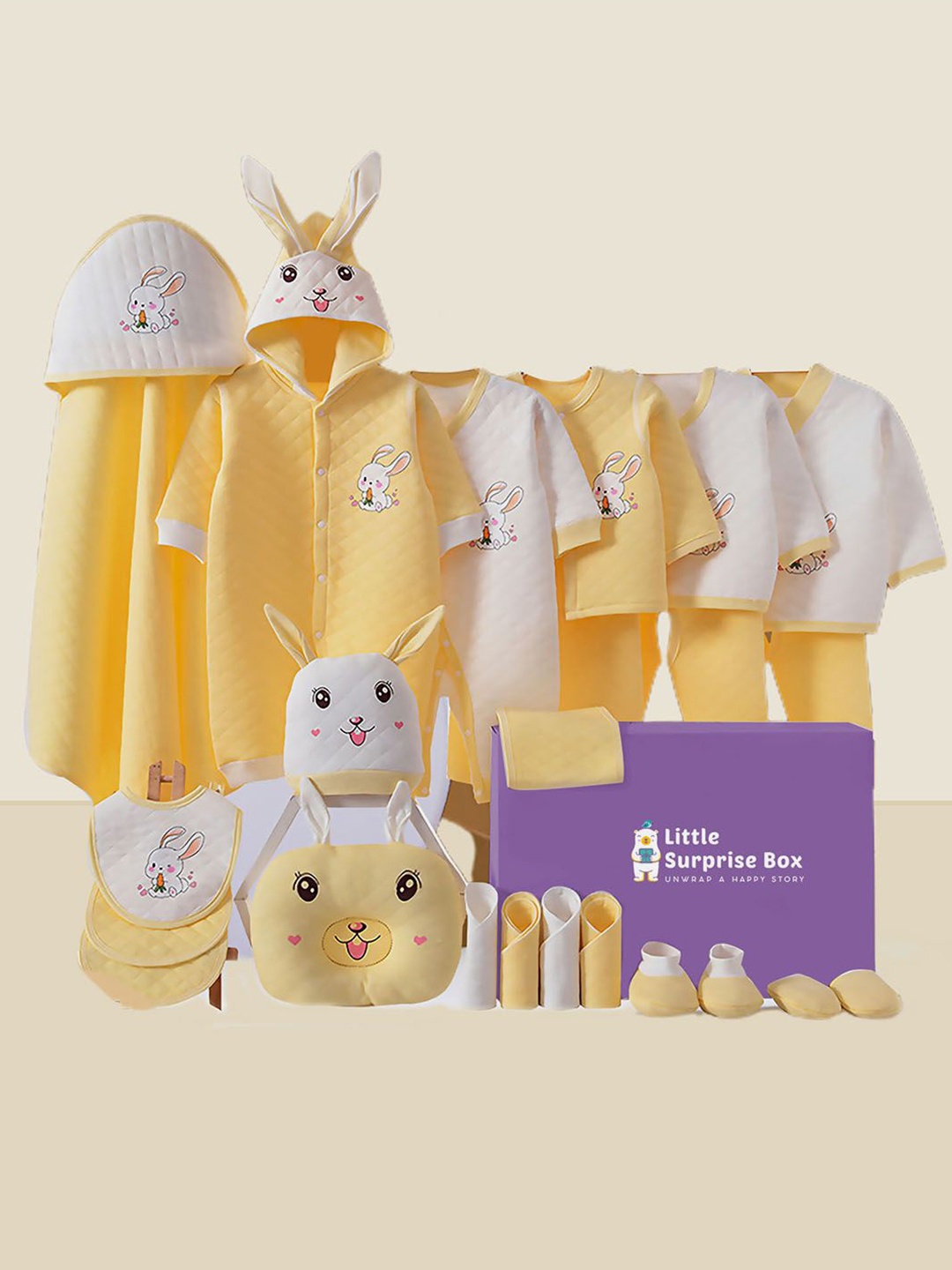 

Little Surprise Box LLP 24-Pcs Infants Winter Newborn Baby Apparel Gift Set, Yellow