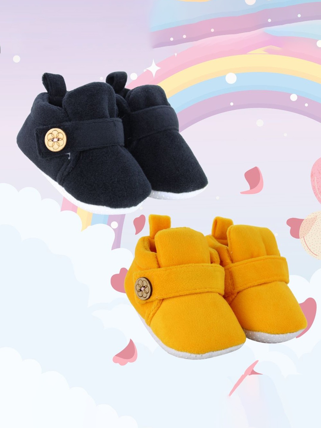 

NESKA MODA Kids Pack Of 2 Velvet Booties, Black