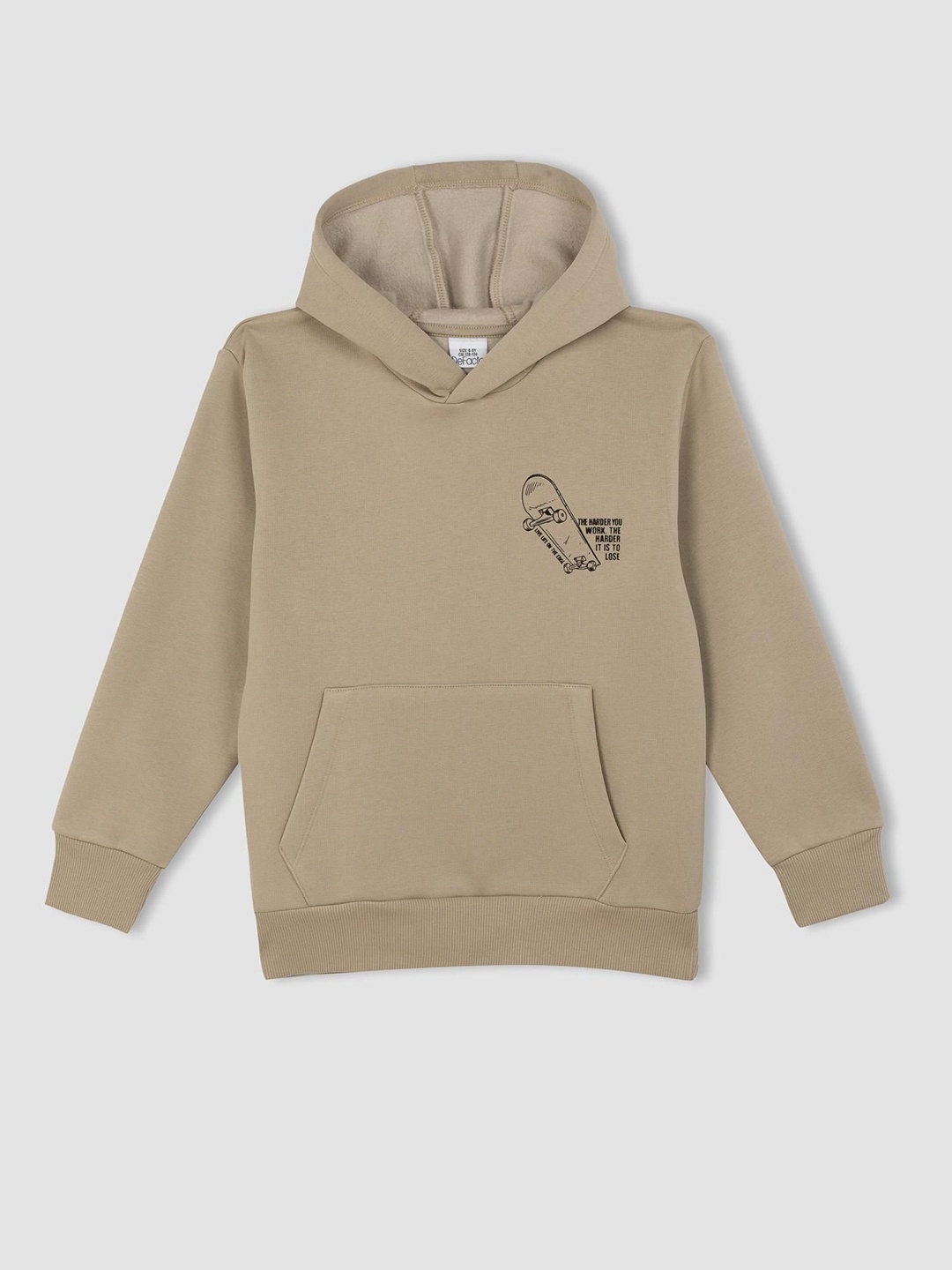 

DeFacto Boys Printed Hooded Sweatshirt, Brown