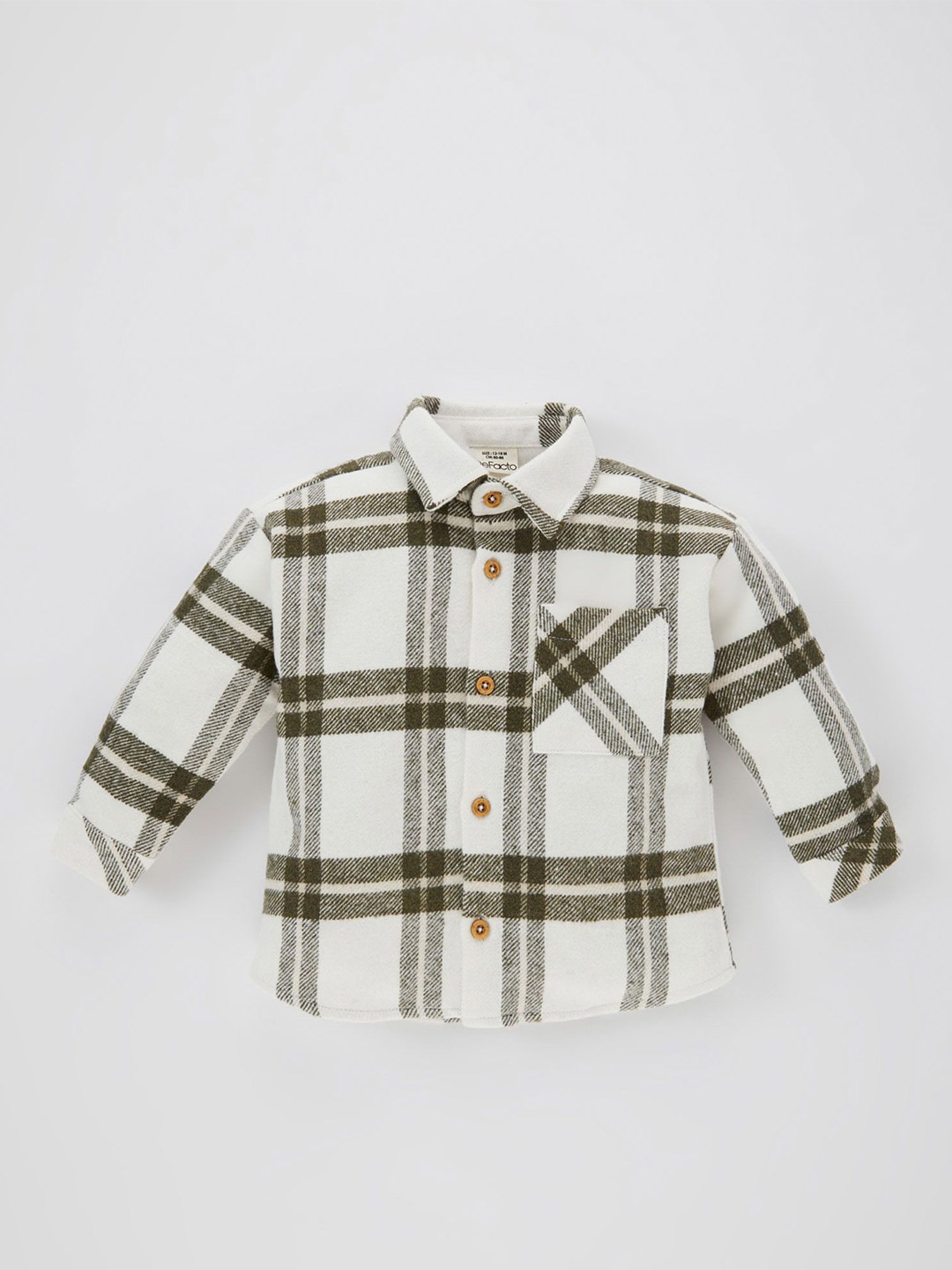 

DeFacto Boys Spread Collar Windowpane Checked Cotton Casual Shirt, Green