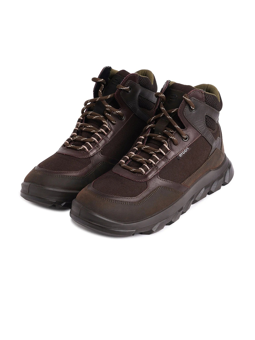 

ERGON Men Colourblocked Leather Trekking Shoes, Brown