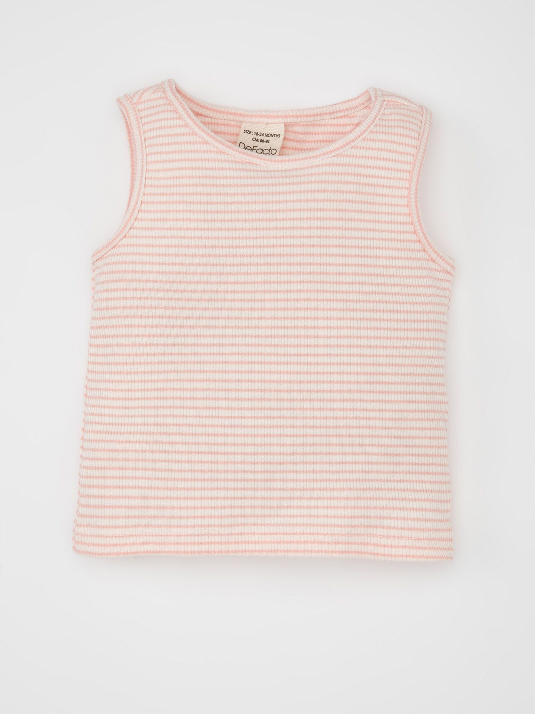 

DeFacto Girls Horizontal Striped Round Neck Cotton Top, White