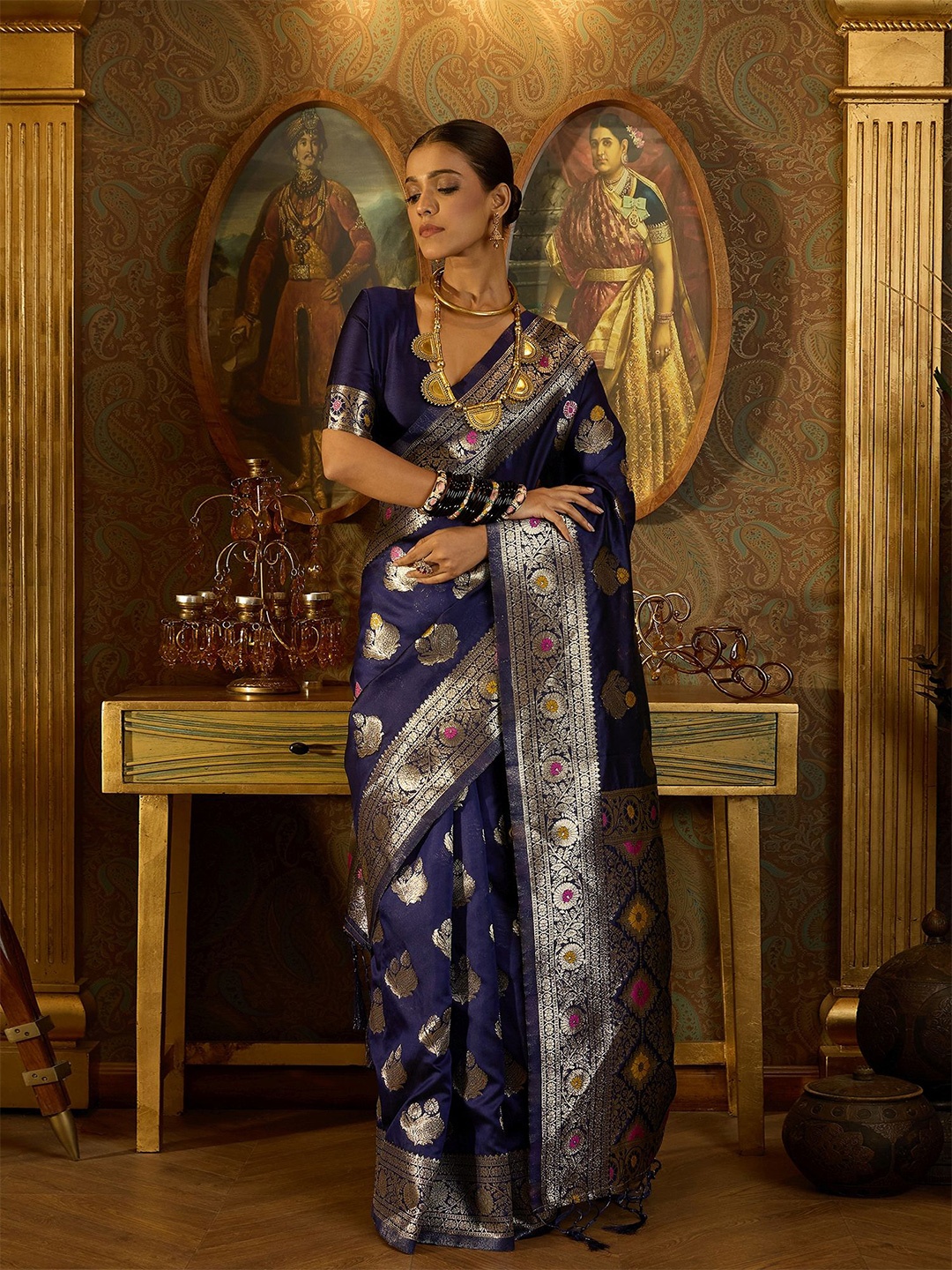 

Dori Woven Design Zari Banarasi Saree, Blue