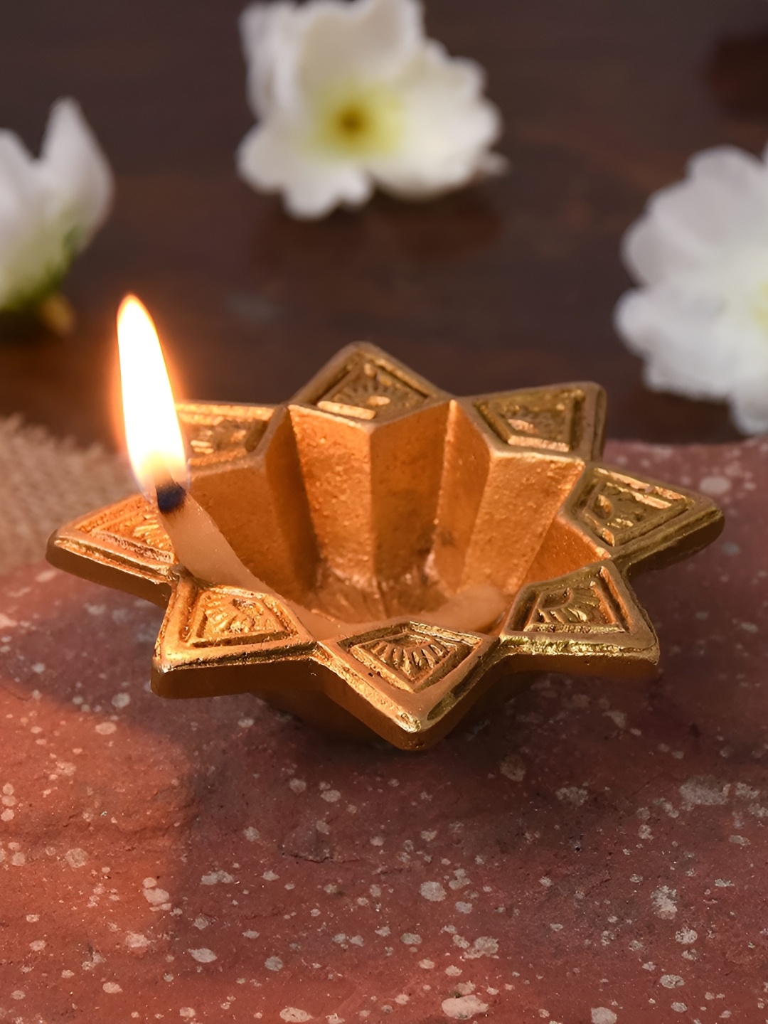 

Indianshelf Gold Toned Textured Brass Pooja Diya
