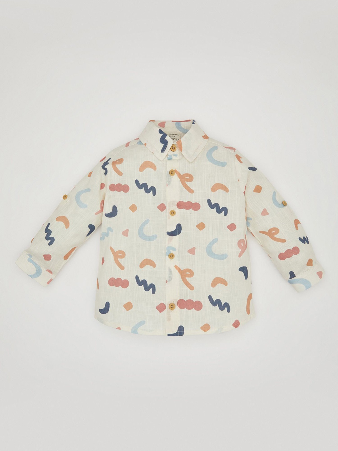 

DeFacto Boys Spread Collar Conversational Printed Cotton Casual Shirt, Na