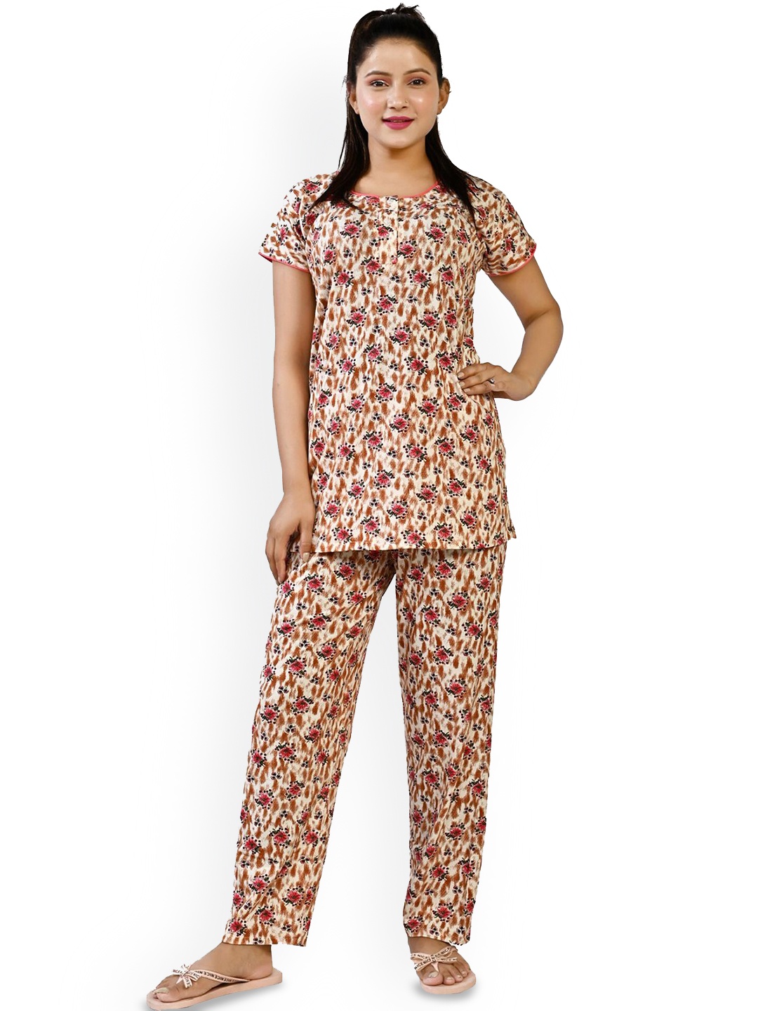 

SHYAM SONS FLAIR Women Printed Night suit, Orange