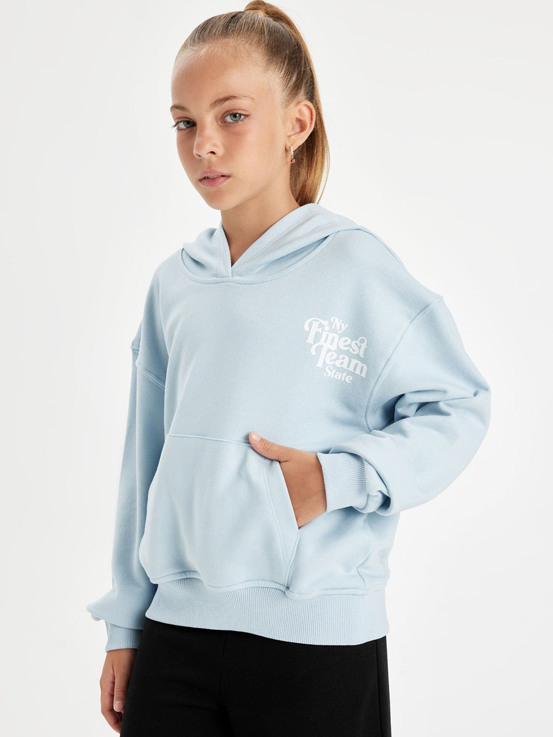 

DeFacto Girls Printed Pullover, Blue