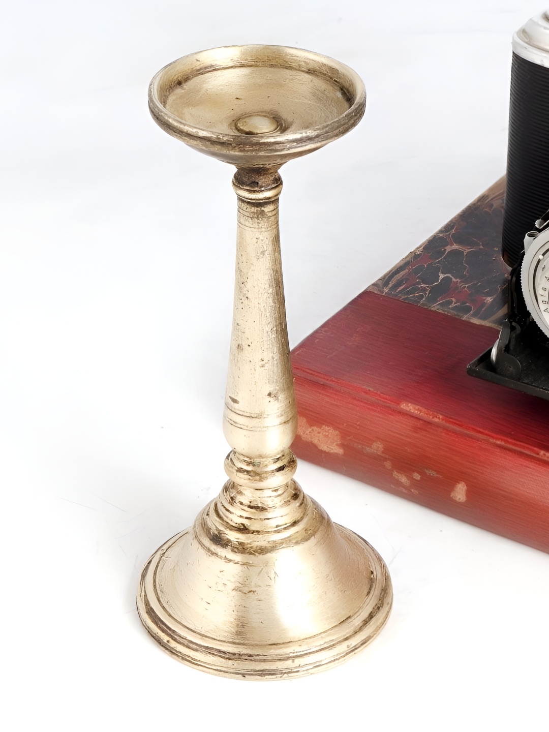 

Indianshelf Gold-Toned Textured Brass Diwali Standing Oil Lamp Diya