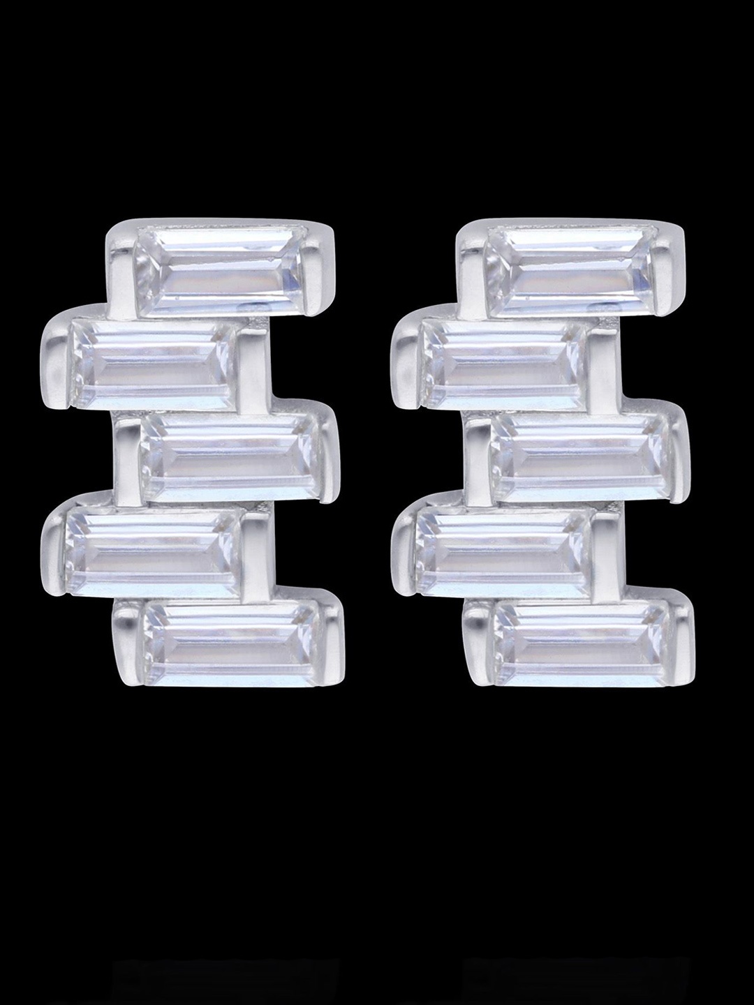 

DEESSA 925 Sterling Silver Contemporary Solitaire Stepped Studs