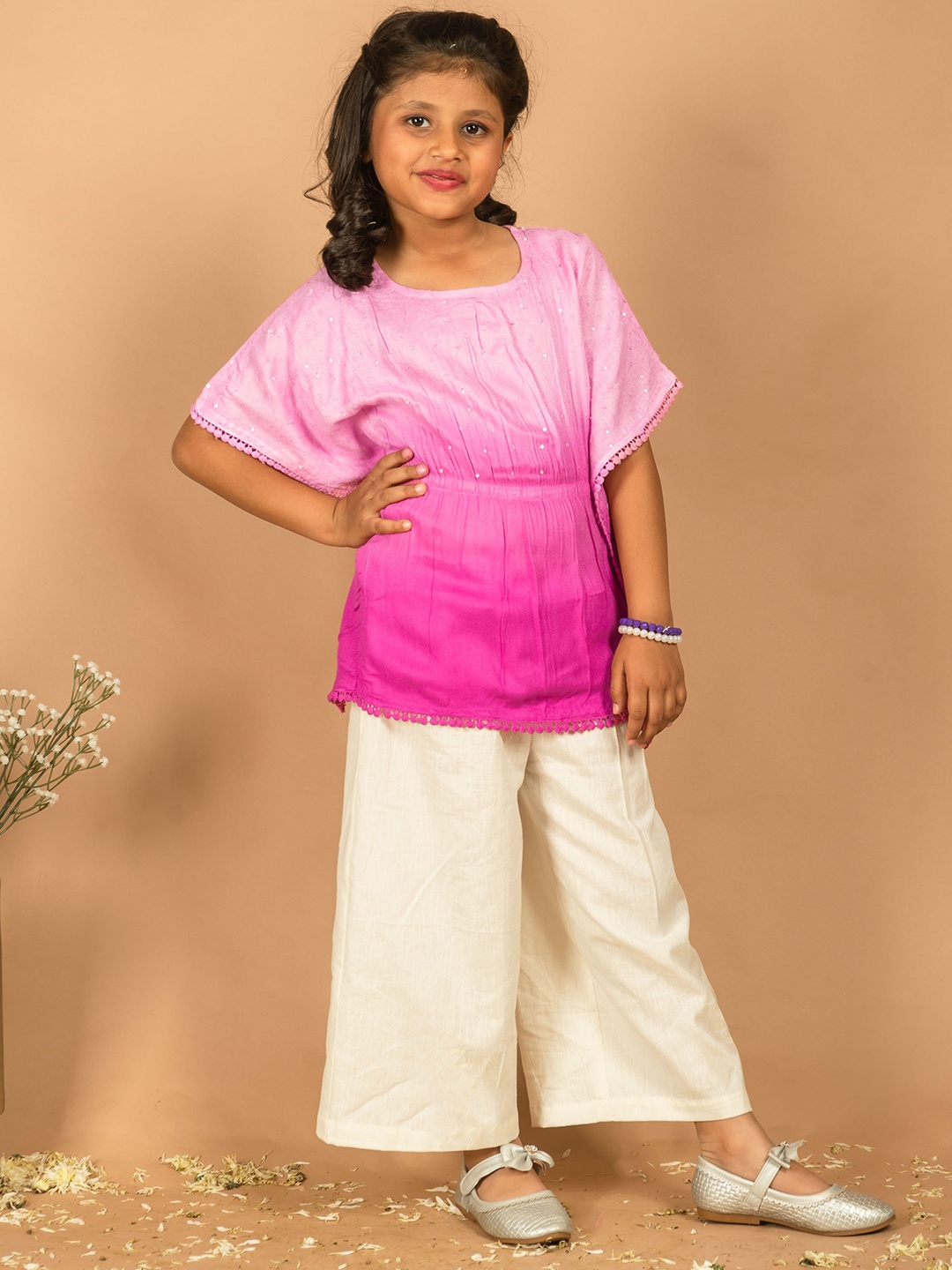 

KASYA Girls Dyed Round Neck Top, Pink