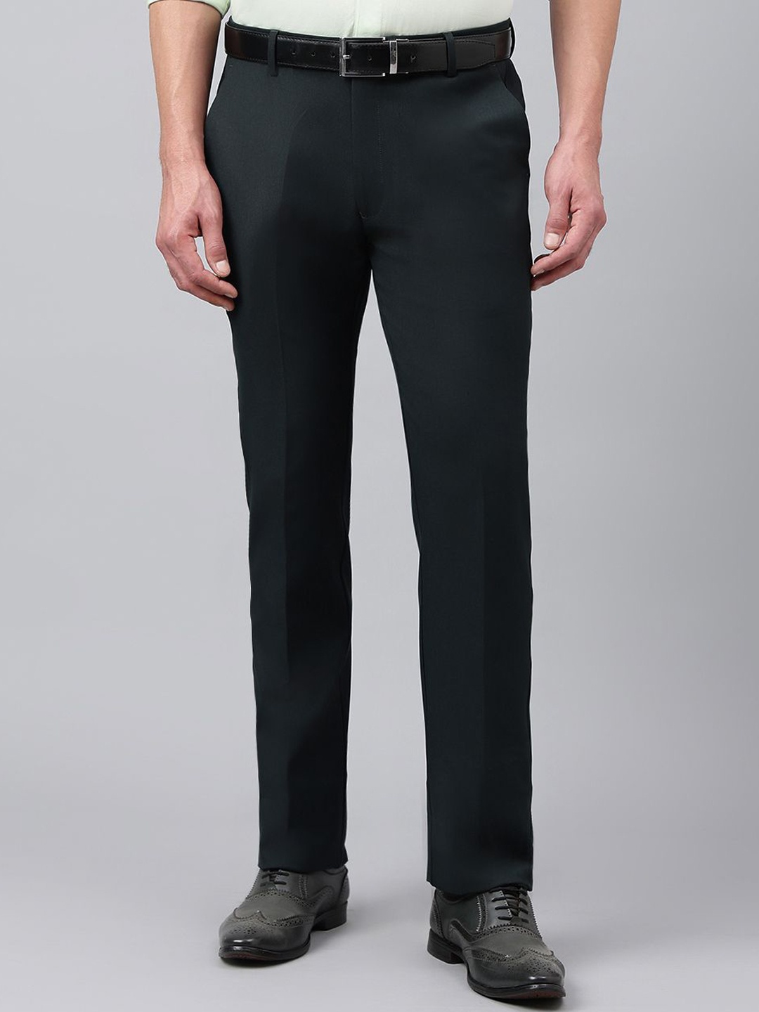 

Richlook Men Smart Pleated Formal Trousers, Green