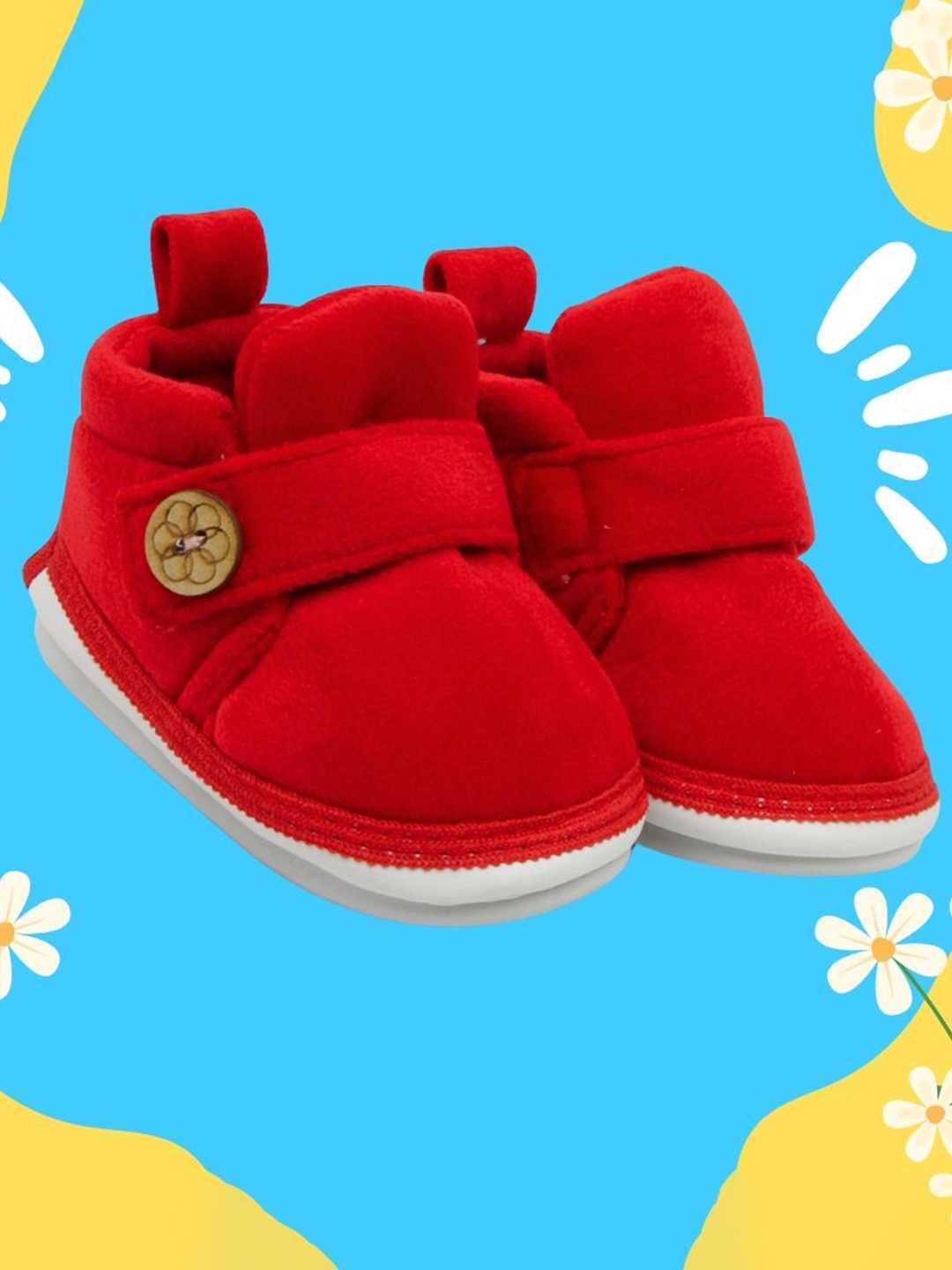 

NESKA MODA Unisex Kids Cotton Booties, Red