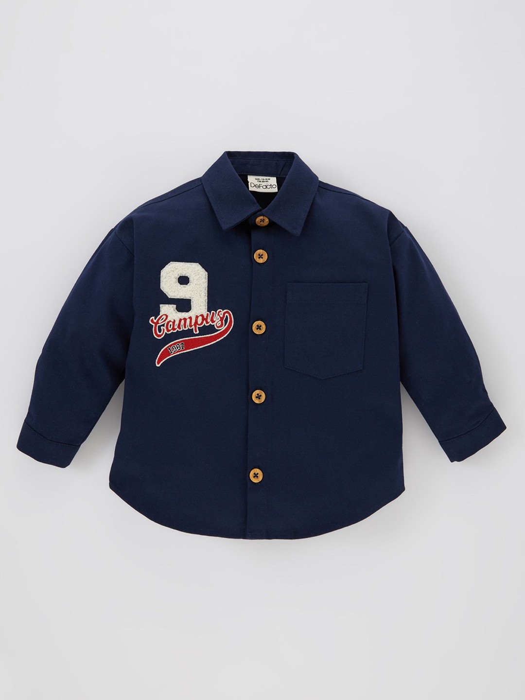 

DeFacto Boys Spread Collar Solid Cotton Casual Shirt, Navy blue