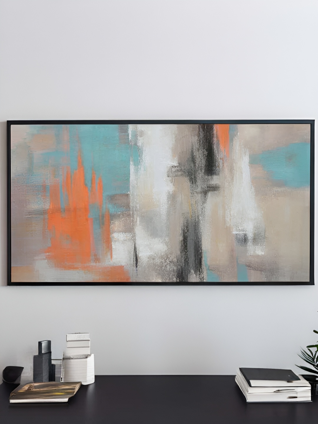 

Athome by Nilkamal Beige & Orange Abstract Wooden Framed Canvas Wall Painting