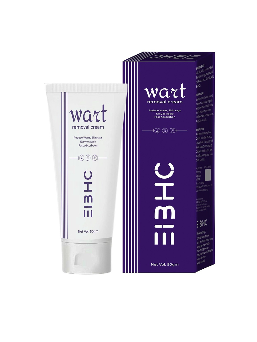 

EIBHC Wart Remover Cream For Wart Removal 50 g, White