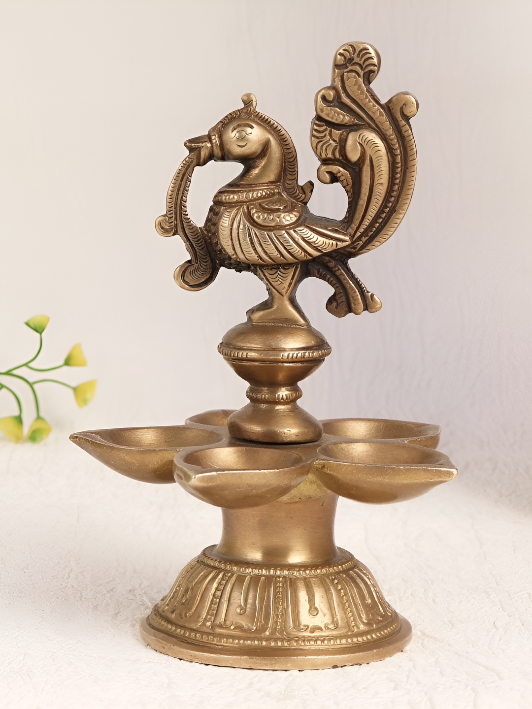 

Indianshelf GoldToned and Bronze Textured Brass Pooja Diya, Gold