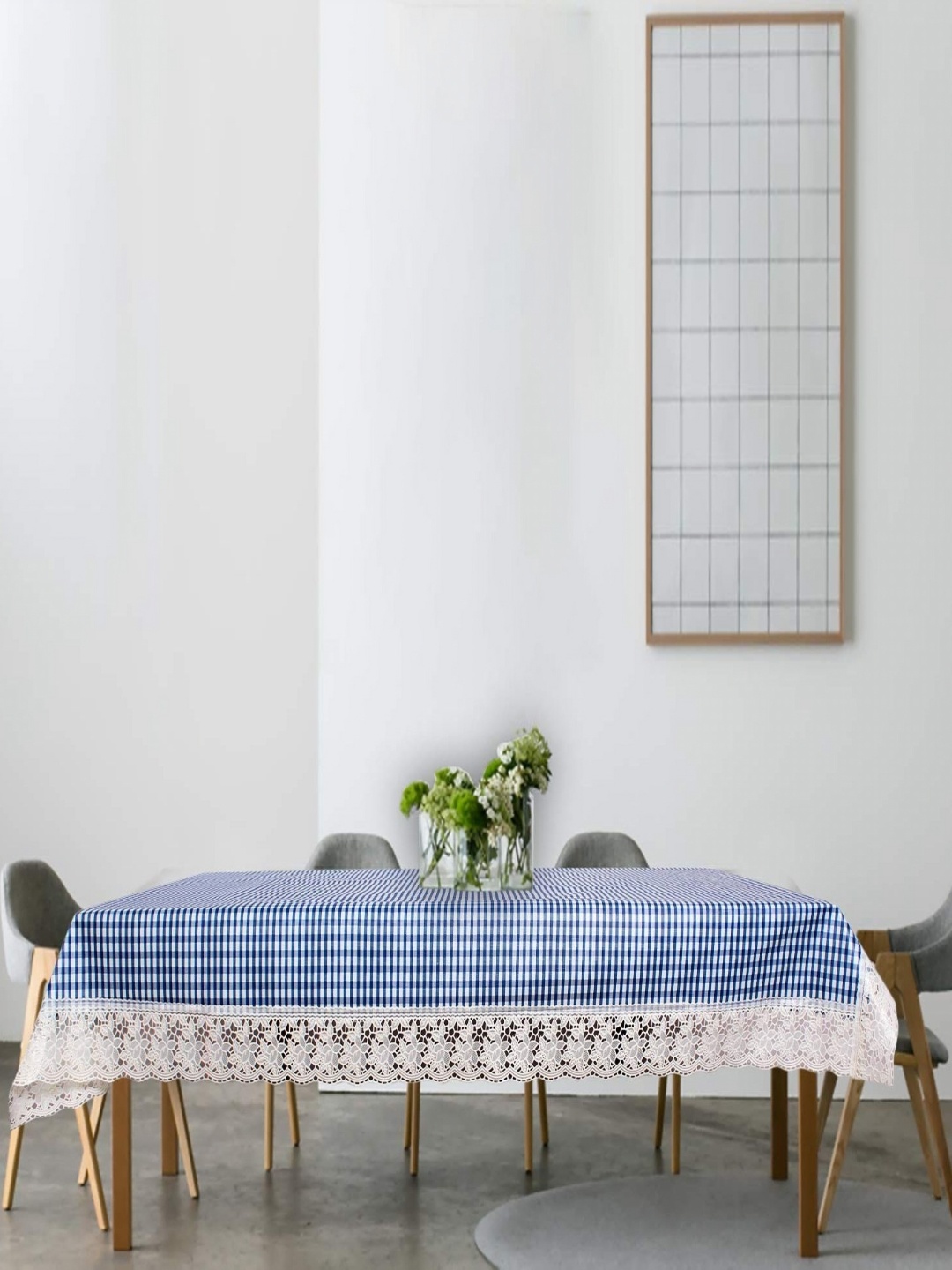 

LooMantha Blue Checked Printed Waterproof Plastic 6-Seater Table Cover