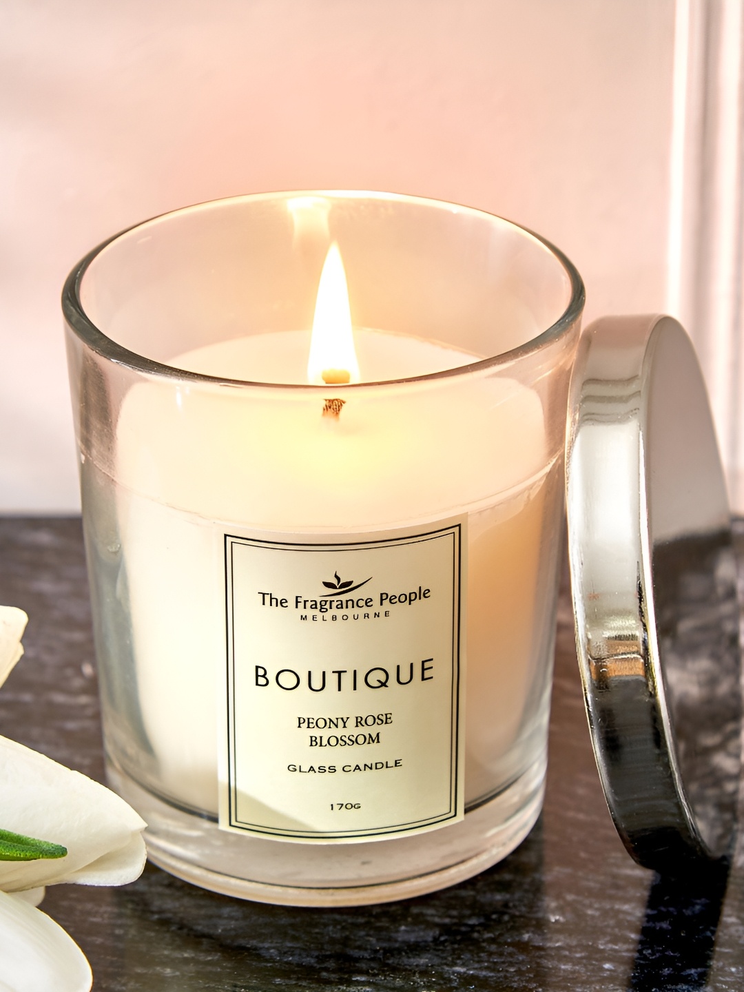 

Home Centre Boutique White Peony Rose Blossom Scented Jar Candle